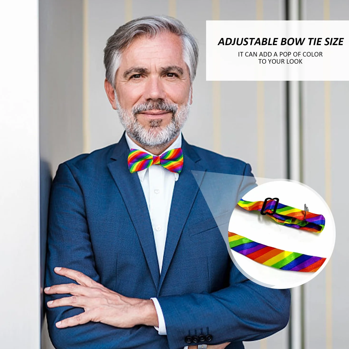 Corbata con pañuelo pajarita a rayas de colores arco iris accesorio para disfraces mujer
