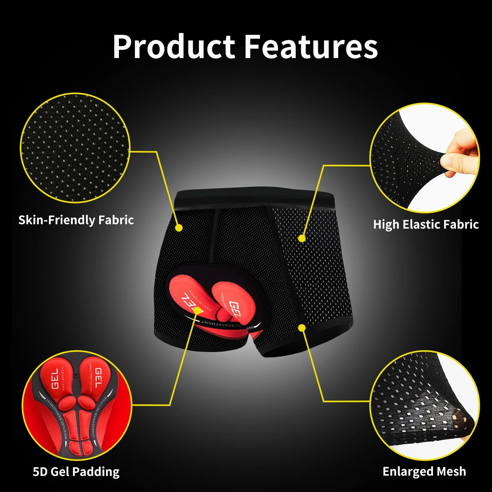 Culotte Ciclismo Hombre 5D Acolchados Resistente a los Golpes Secado rápido Transpirable MTB Ropa Ciclismo