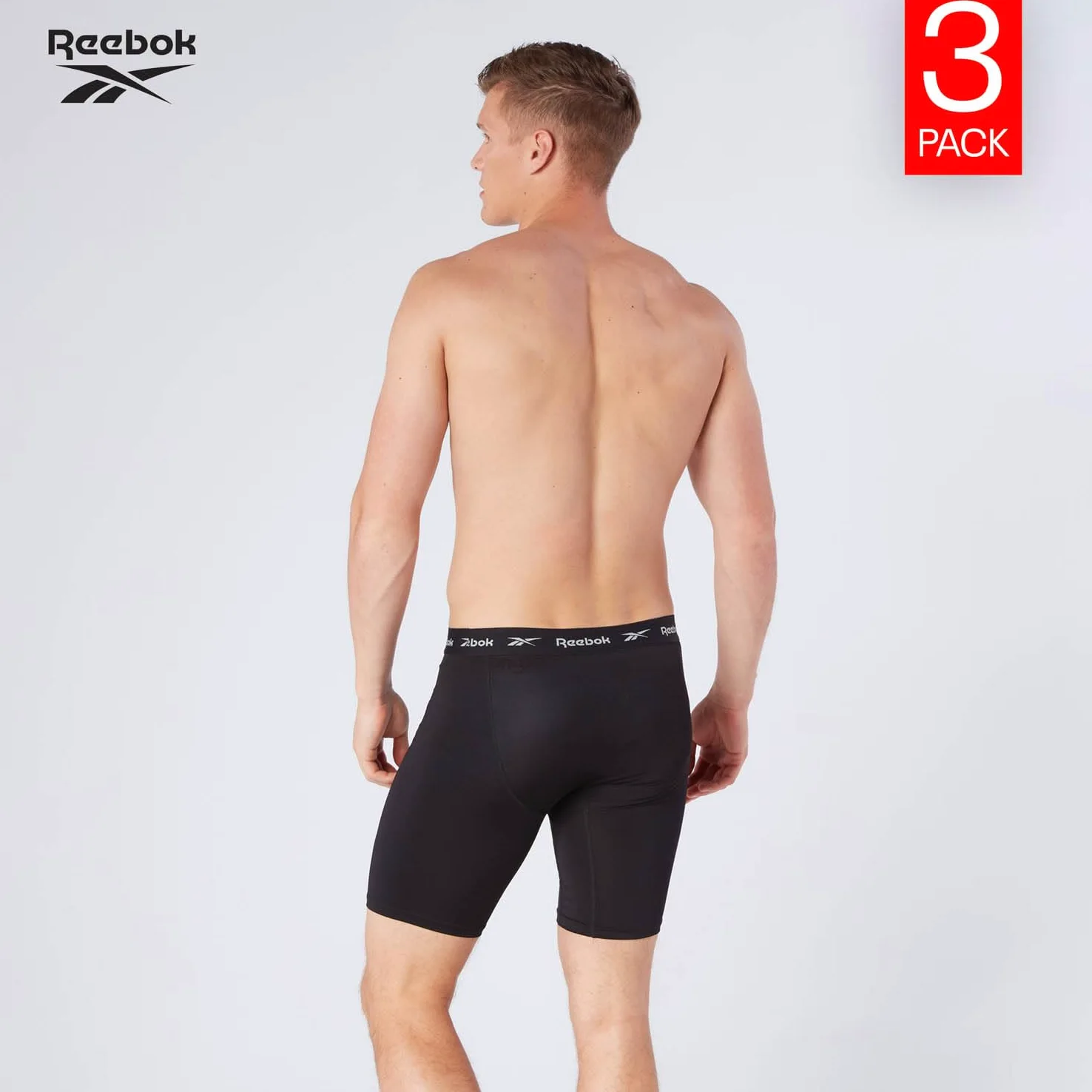 Reebok Hogan Reebok - Calzoncillos Deportivos Transpirables para Hombre (3 Unidades), Color Negro, Blanco, Gris Jaspeado, Negro, XL Hombre (Pack de 3)
