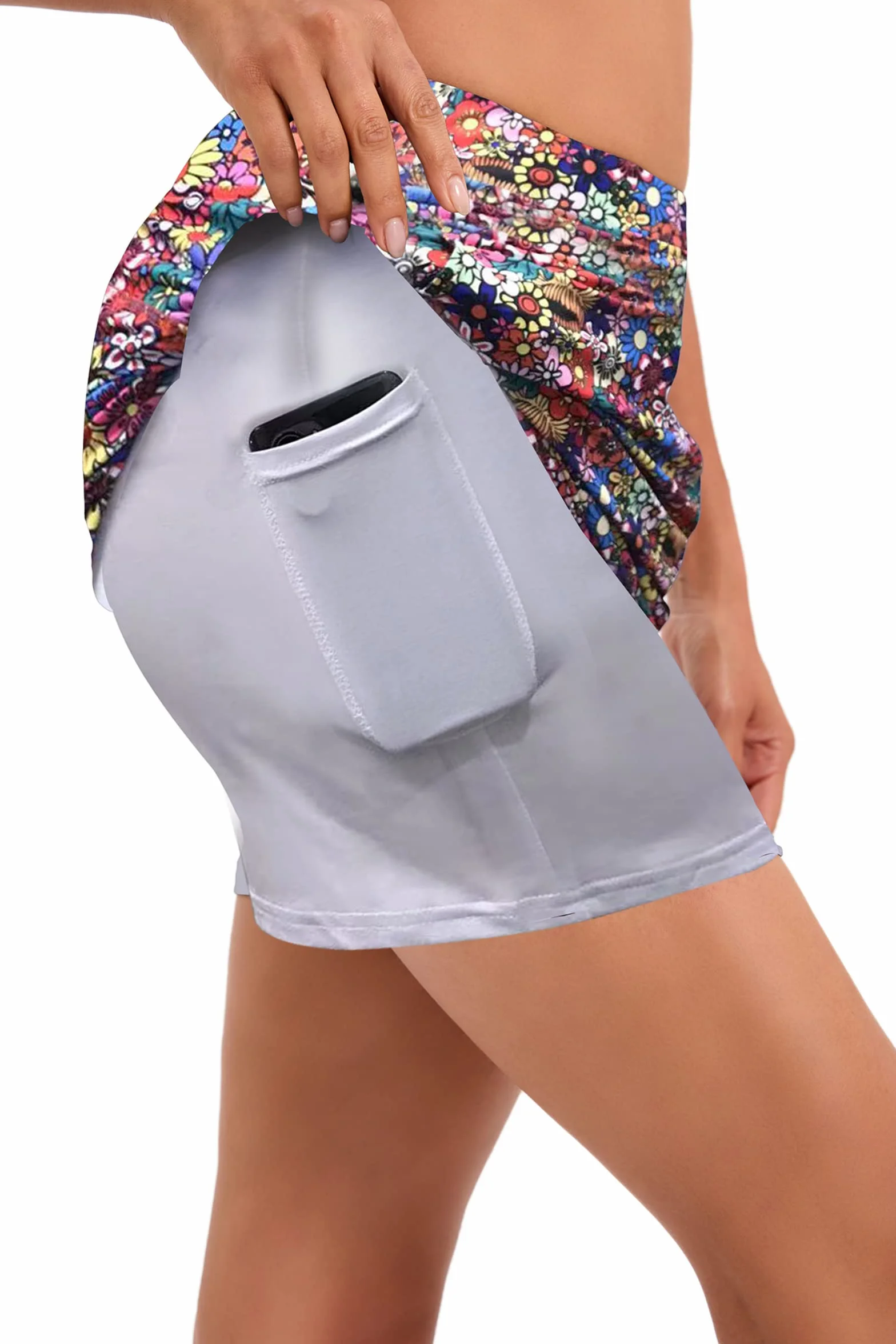 Timuspo Jupe de randonnée Femme Avec Short intérieur, jupes Pantalons jusqu’aux genoux Avec Taille Haute, Tennis de Sport Skorts de Golf