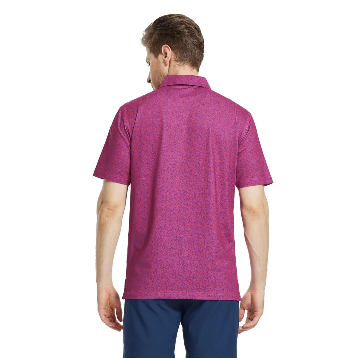 M MAELREG Camisa de golf de manga corta para hombre, estampado Dry Fit, absorbe la humedad, patrones de rendimiento, con cuello