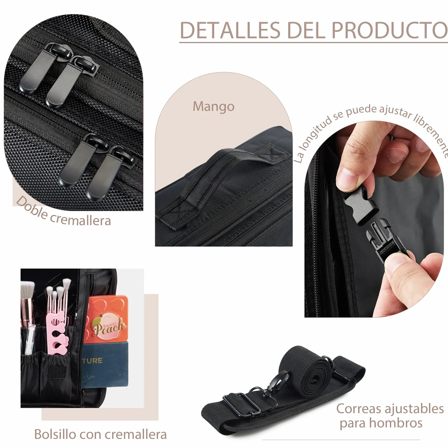 Neceser de Maquillaje Profesional Bolsa de Maquillaje Grande Mujer Organizador de Maquillaje Mujer Maletin Maquillaje, Negro Oscuro