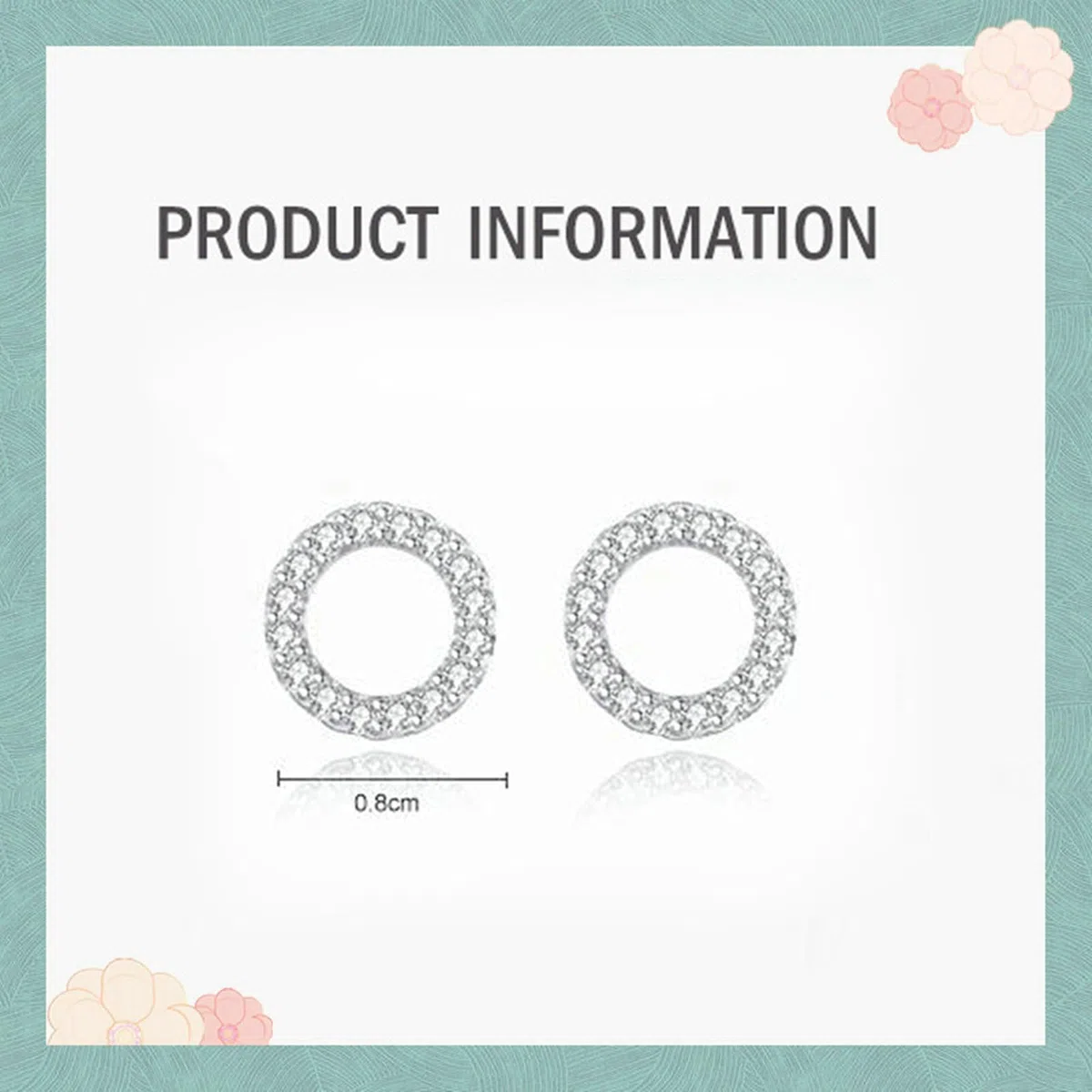 Pendientes de oro blanco 750 585 375 de oro auténtico, pendientes de 8 mm círculo con diamante para mujer, pendientes de boda sin níquel