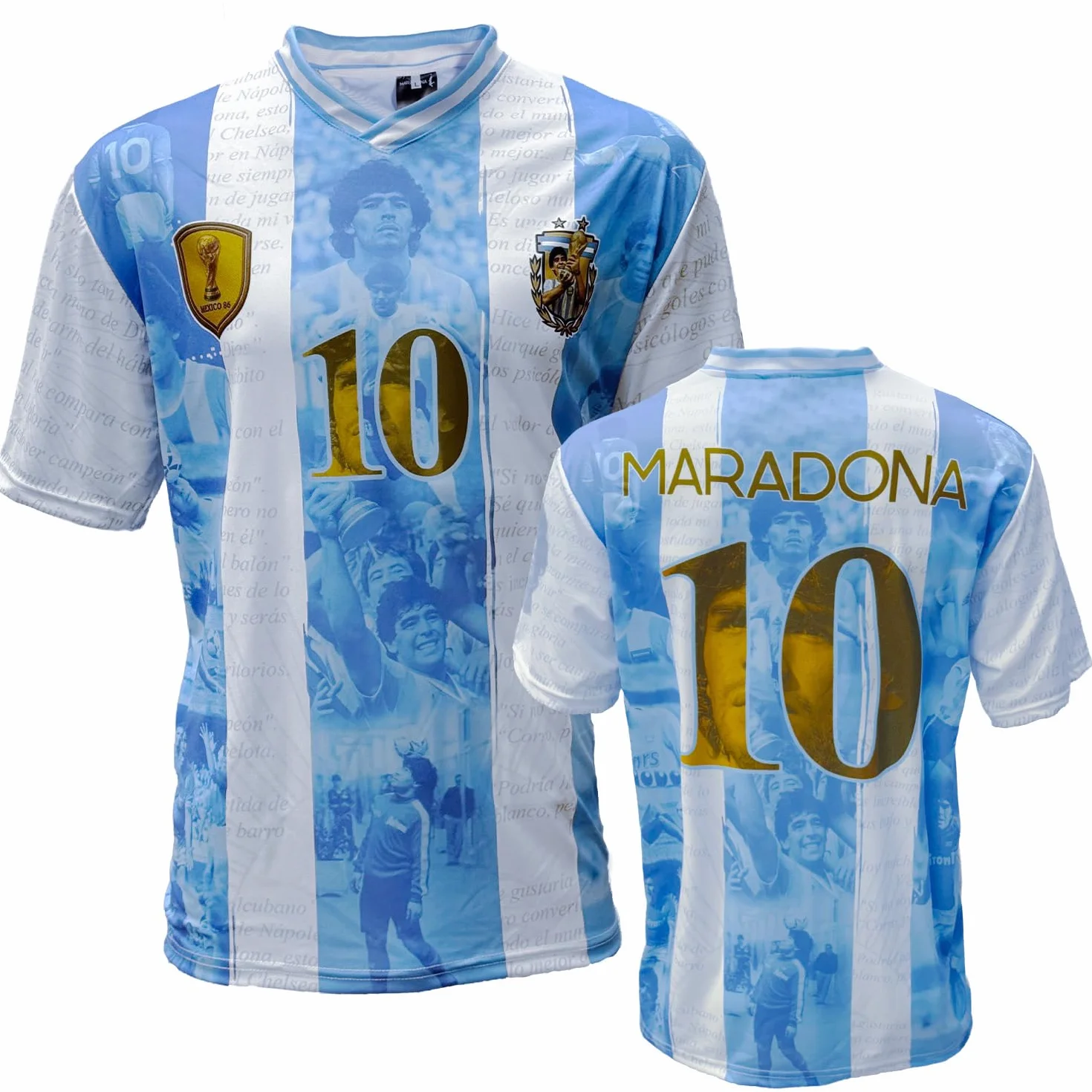 Soul up Camiseta de Fútbol Diego Armando Maradona - El Pibe de Oro. Réplica Oficial. Camiseta de Fútbol Argentina para Niño y Adulto.