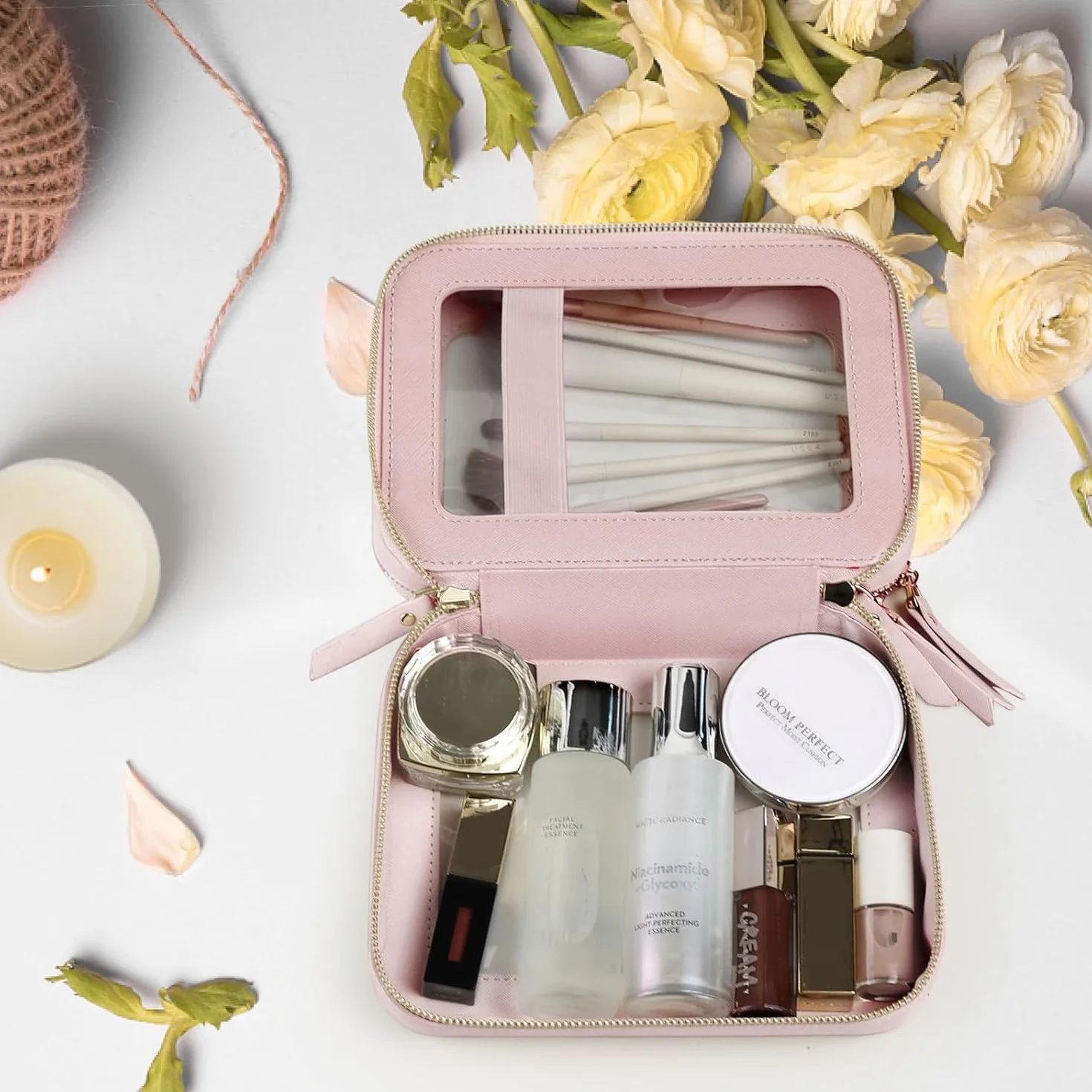 Prite Neceser Transparente De Maquillaje para Viajes | Cuatro Tamaños, Resistente Al Agua, Homologado TSA, Transparente, Artículos Para Automoción, Piel Vegana, PVC Transparente