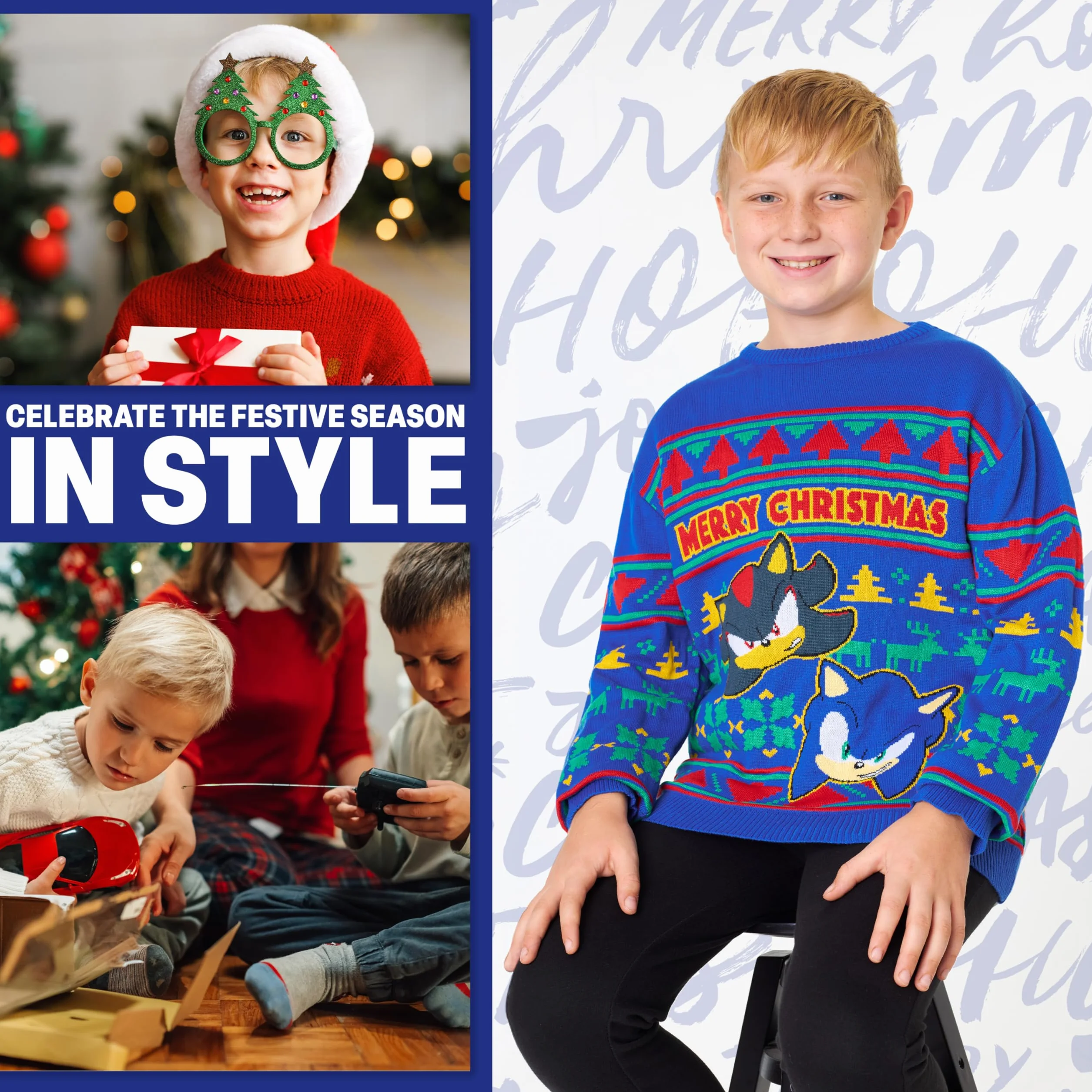 Get Trend Sonic The Hedgehog Jersey Navideño Niño, 4-10 Años, Sueter de Navidad con Diseño de Sonic y Shadow, Ropa Infantil, Regalo Gamer