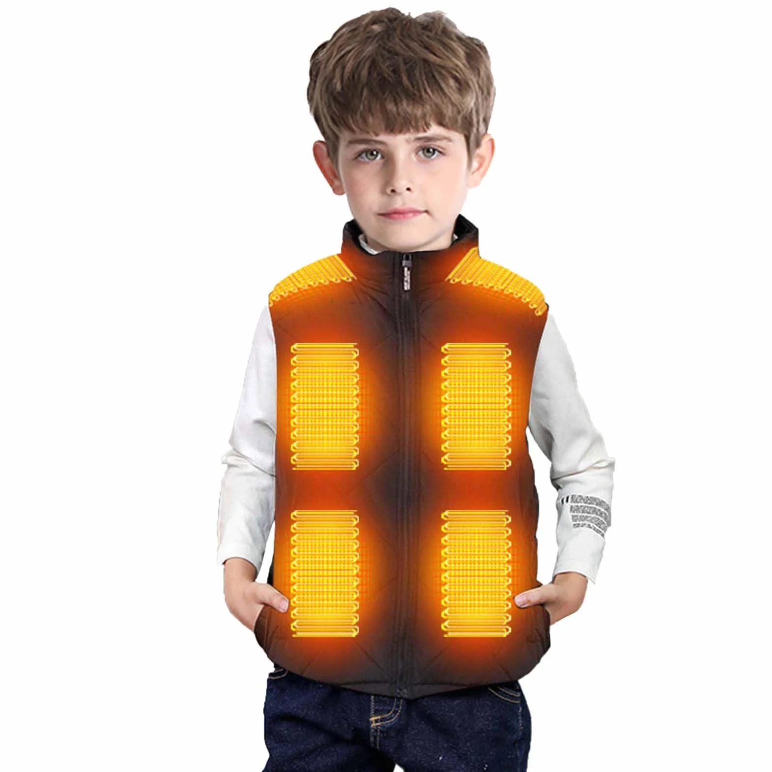YAOJIWANG Chaleco Calefactable para Niños Chaqueta Impermeable Softshell con Calefaccion USB