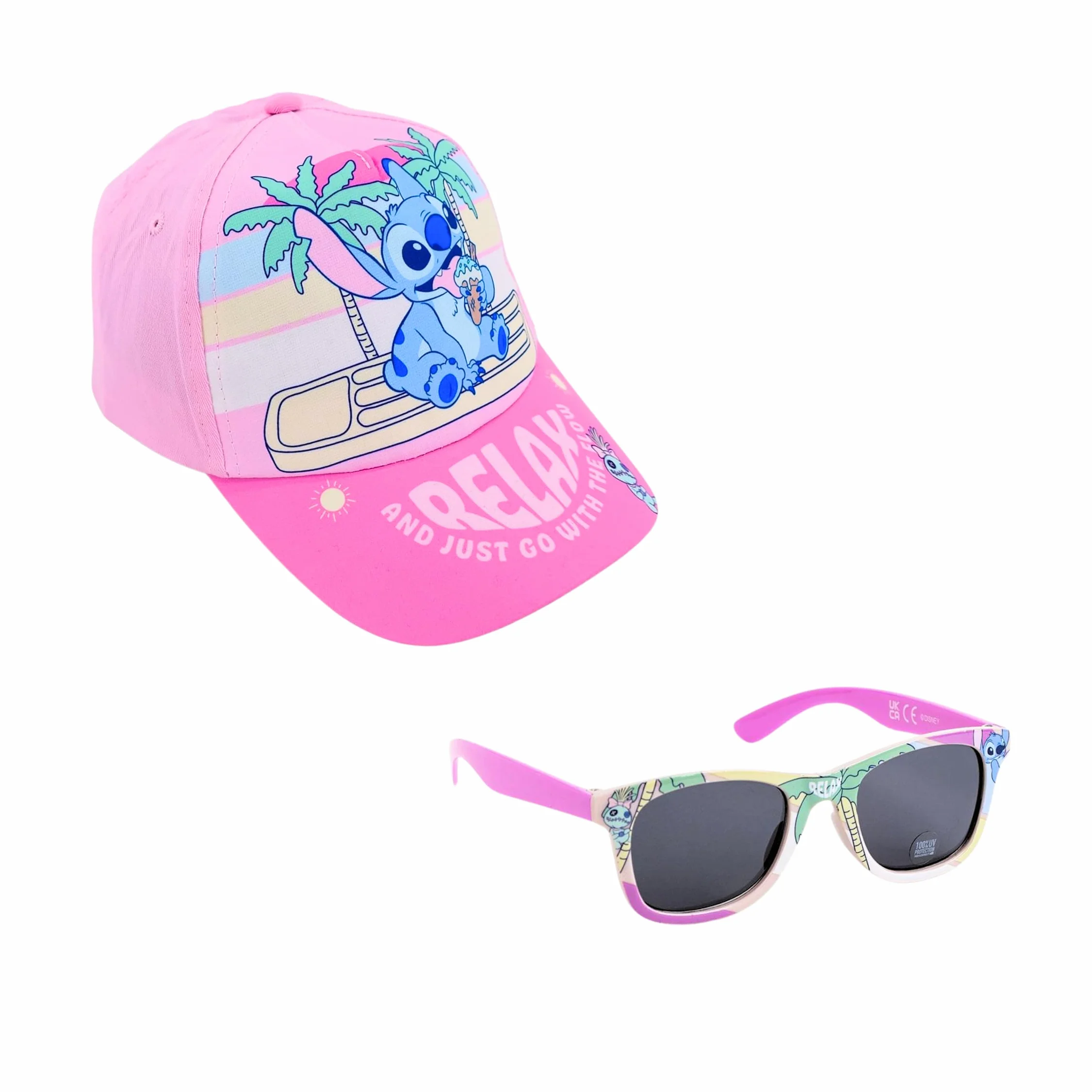Disney Stitch Gorra y Gafas de Sol Protección UV para Niñas - Verano Beisbol Infantil