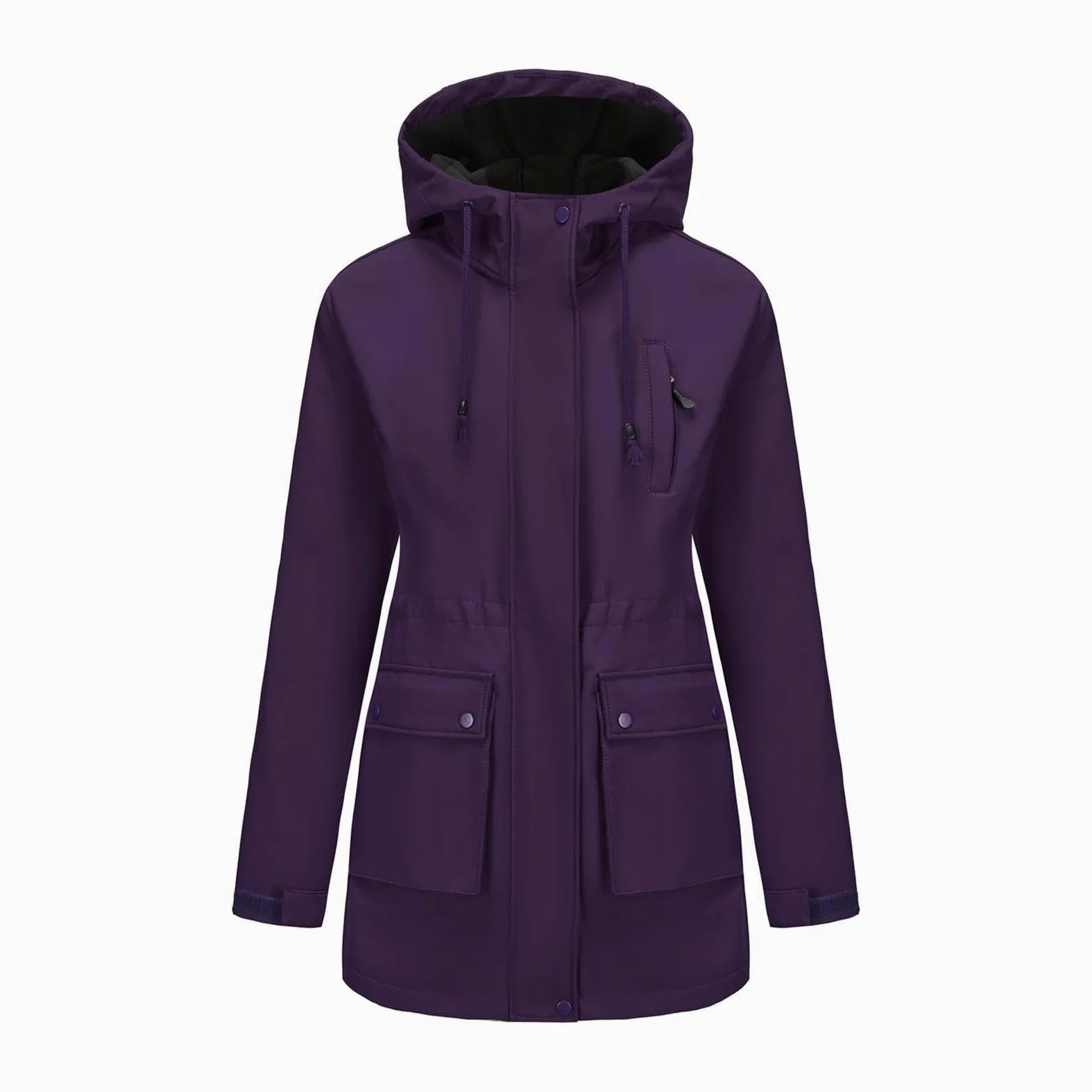 Chubasuero Mujer Impermeable Transpirable Ligero Cortavientos Con Capucha Chaqueta Softshell Abrigo Funcional Informal Chubasquero Con Cremallera Completa Al Aire Libre Para Running, Senderismo
