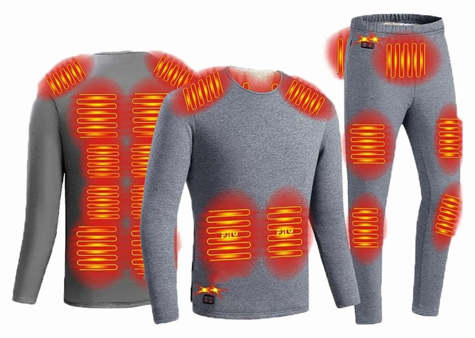 Ropa Interior térmica para Hombre, Traje Calefactor, Camiseta térmica de Manga Larga con calefacción eléctrica por USB, Pantalones, Capa Base, Traje cálido para Entrenar, Esquiar y Correr (g