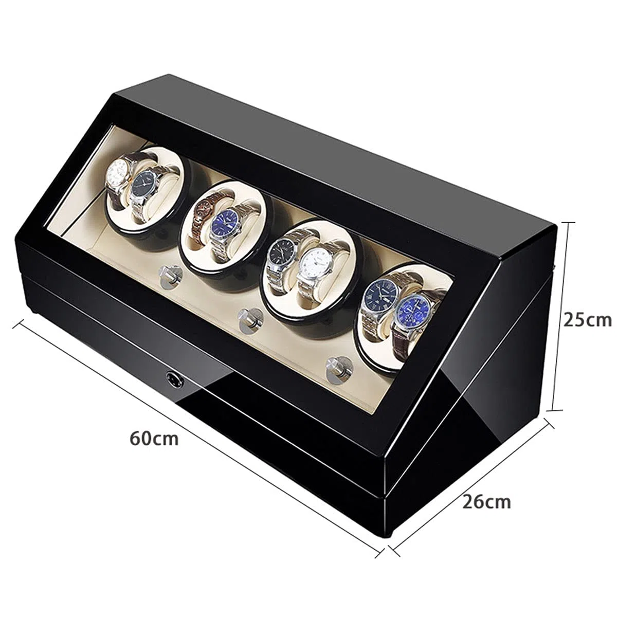 Caja expositora con Mecanismo automático para 8 Relojes. Caja expositora con Luces LED, Motor japonés silencioso y Almohada Flexible para Relojes, Apta para Relojes de Hombre y Mujer.