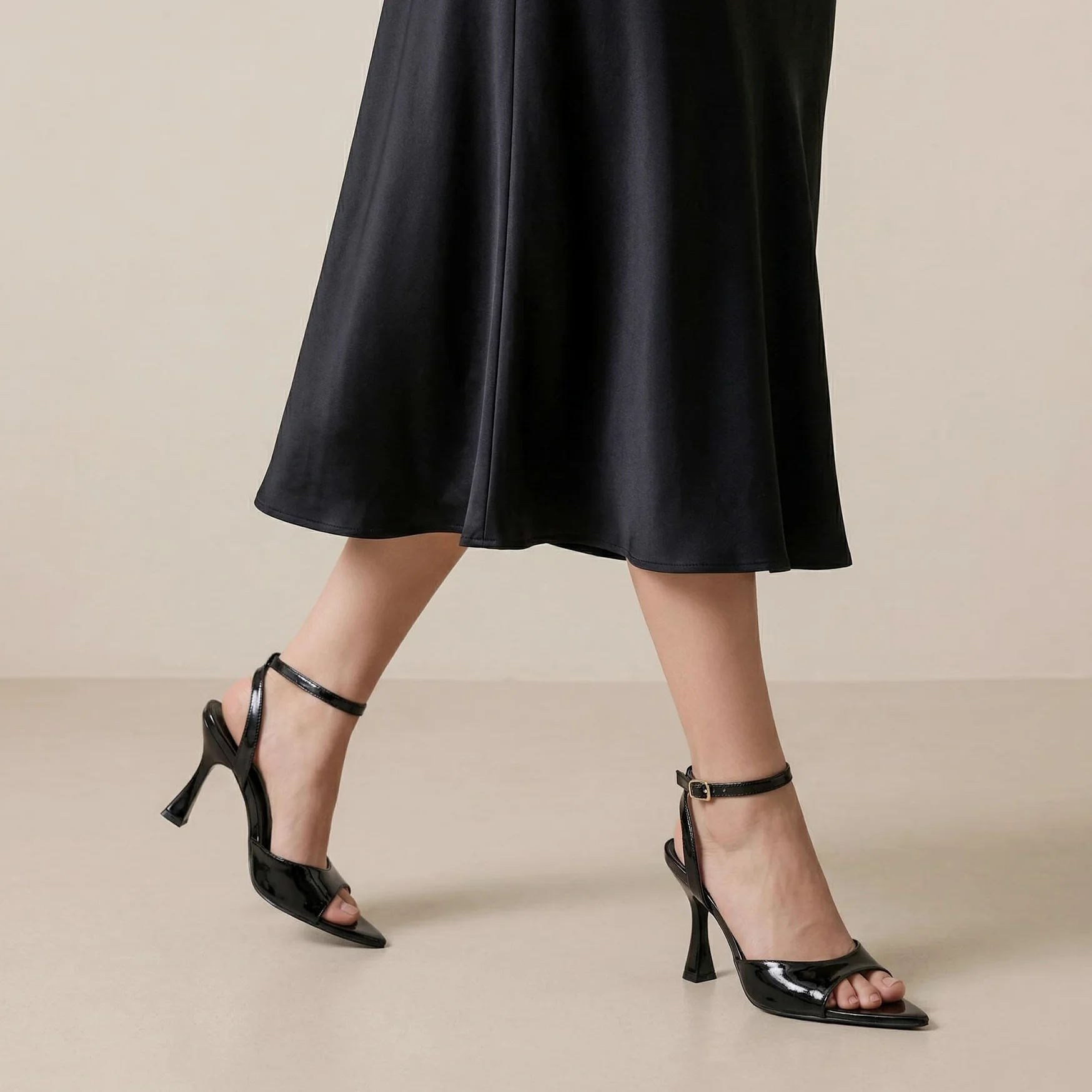 Sandalia elegante para mujer con puntera en punta | Punta abierta con tacón de aguja de 9 cm de alto, adecuado para fiestas, veladas, bailes