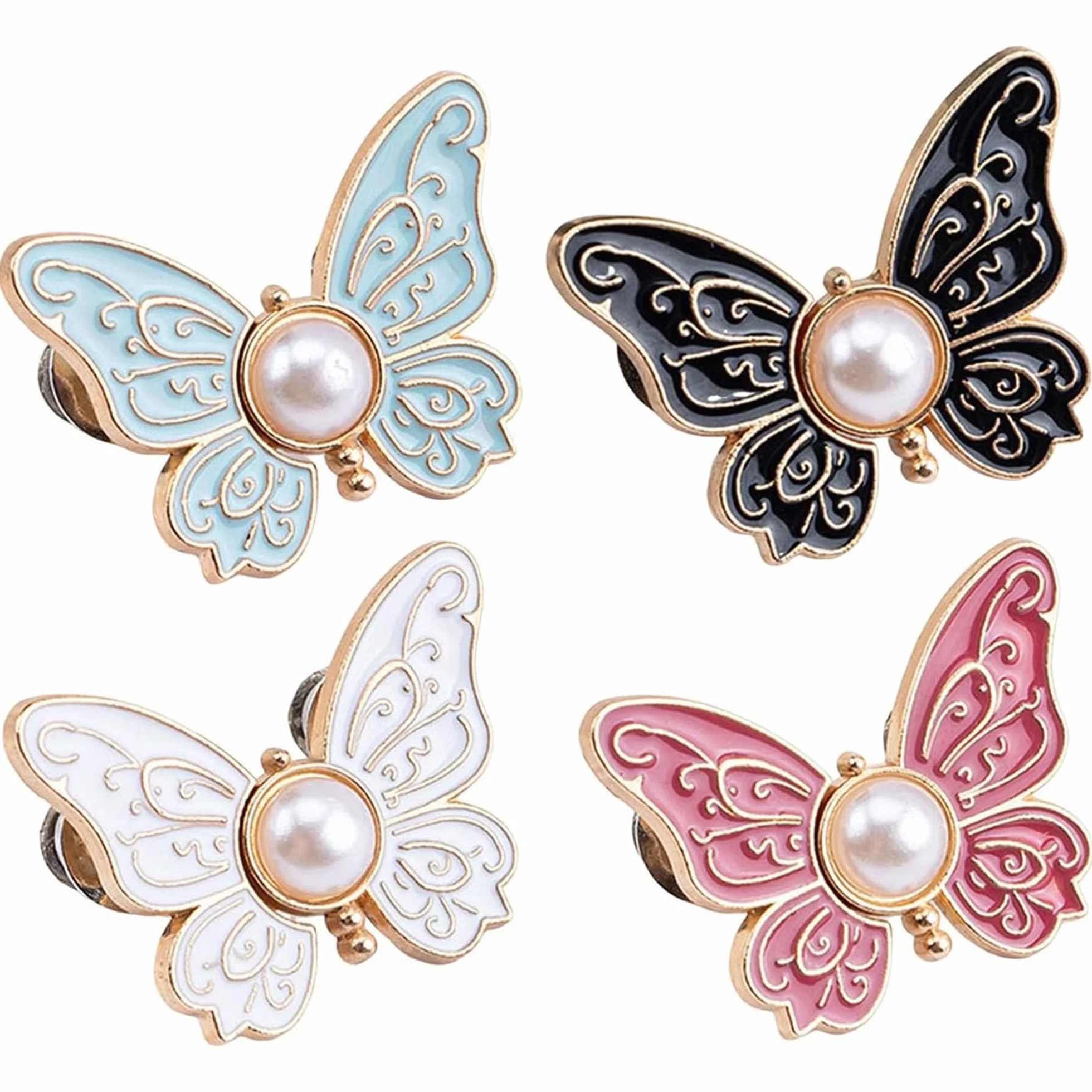 KIMHOME 4 Clips Ajustables para la Cintura, con Hebilla de Mariposa, para Pantalones y Vaqueros, y Clips de sujeción para Faldas y Vestidos