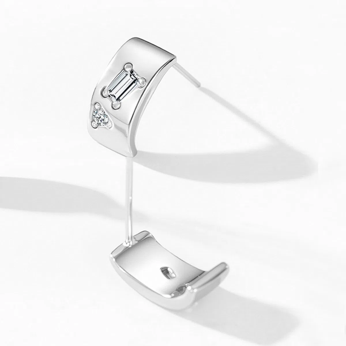 Pendientes de oro blanco 375 de 9 quilates con forma de moissanita rectangular, pendientes de oro Au375