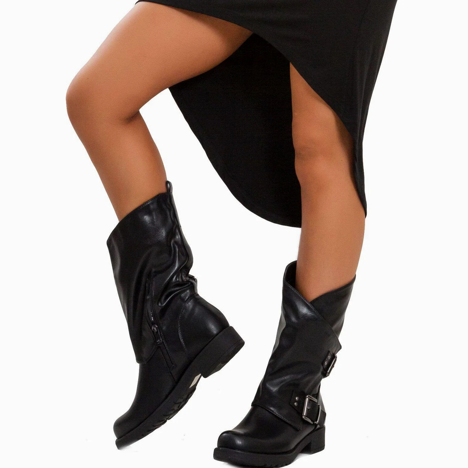 Toocool - Botas de mujer bajas Biker Boots Motociclista Botas Hebillas Anfibios SA9907