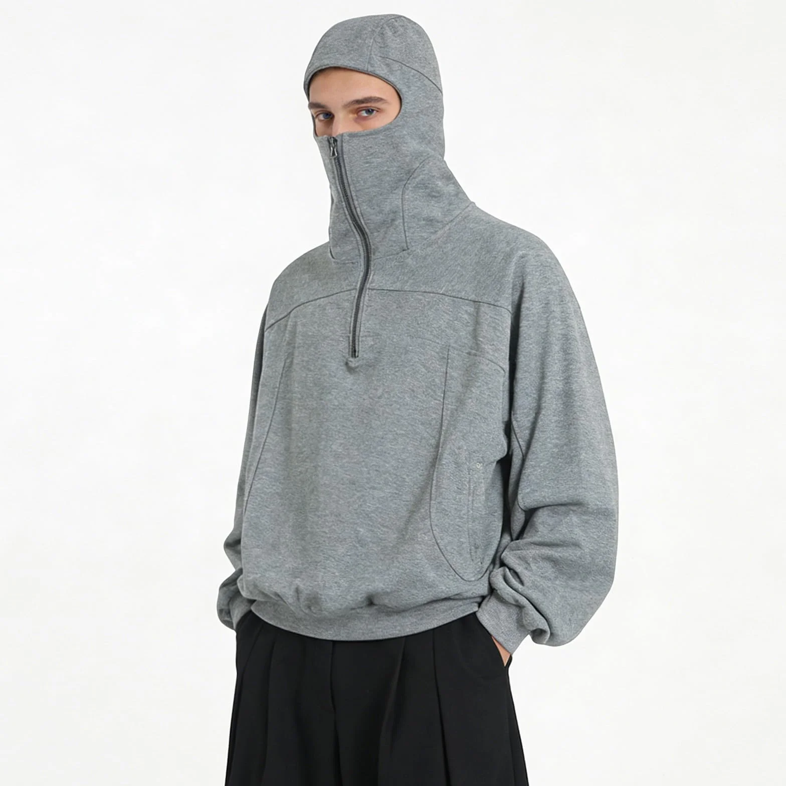 Sudadera con capucha con capucha y cremallera para hombre, manga larga, sudadera, manga larga, forro polar, doble capucha, chaqueta para hombre, para uso diario, esquí y deportes de invierno