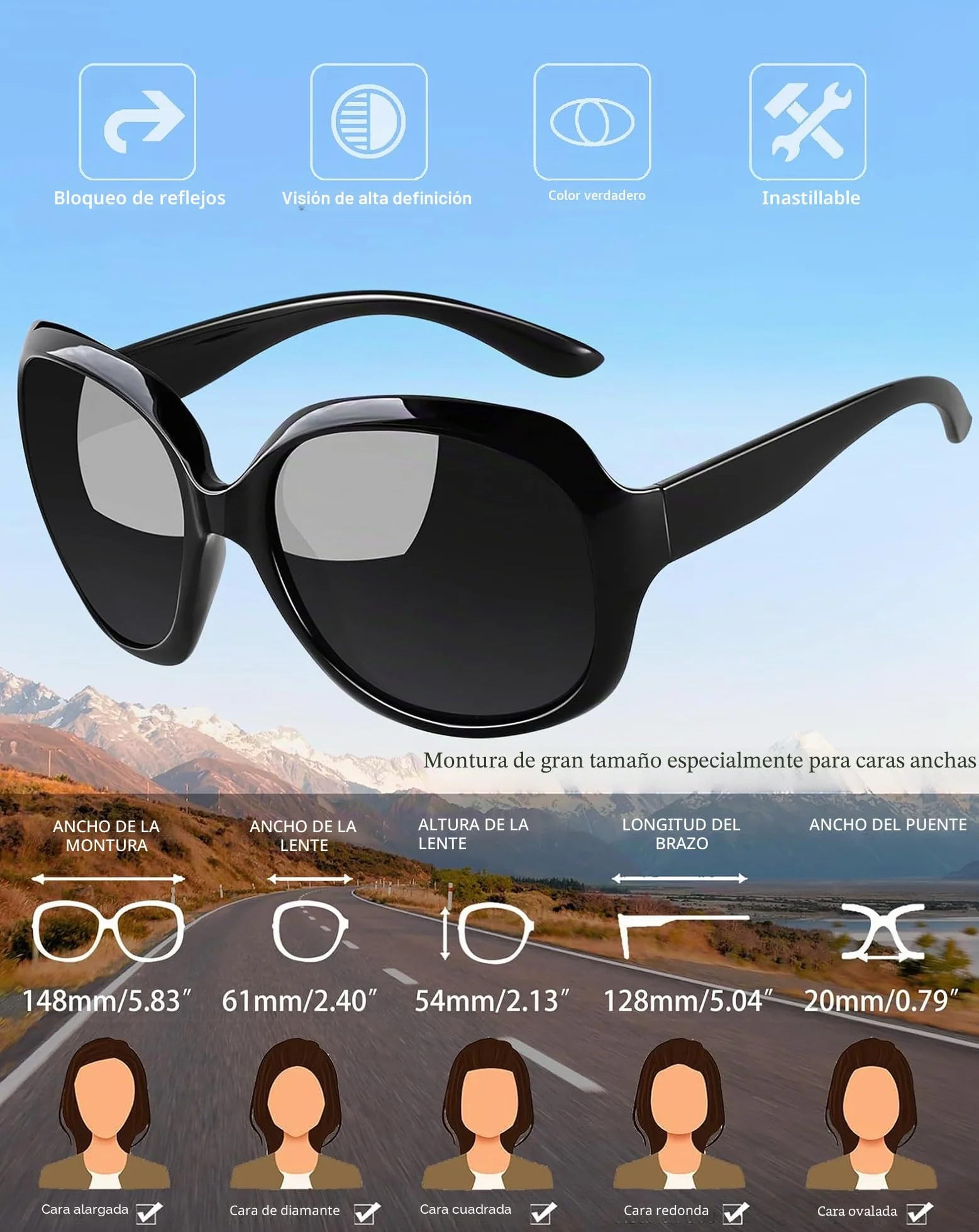 Joopin Gafas de Sol Mujer Grandes Polarizadas UV400