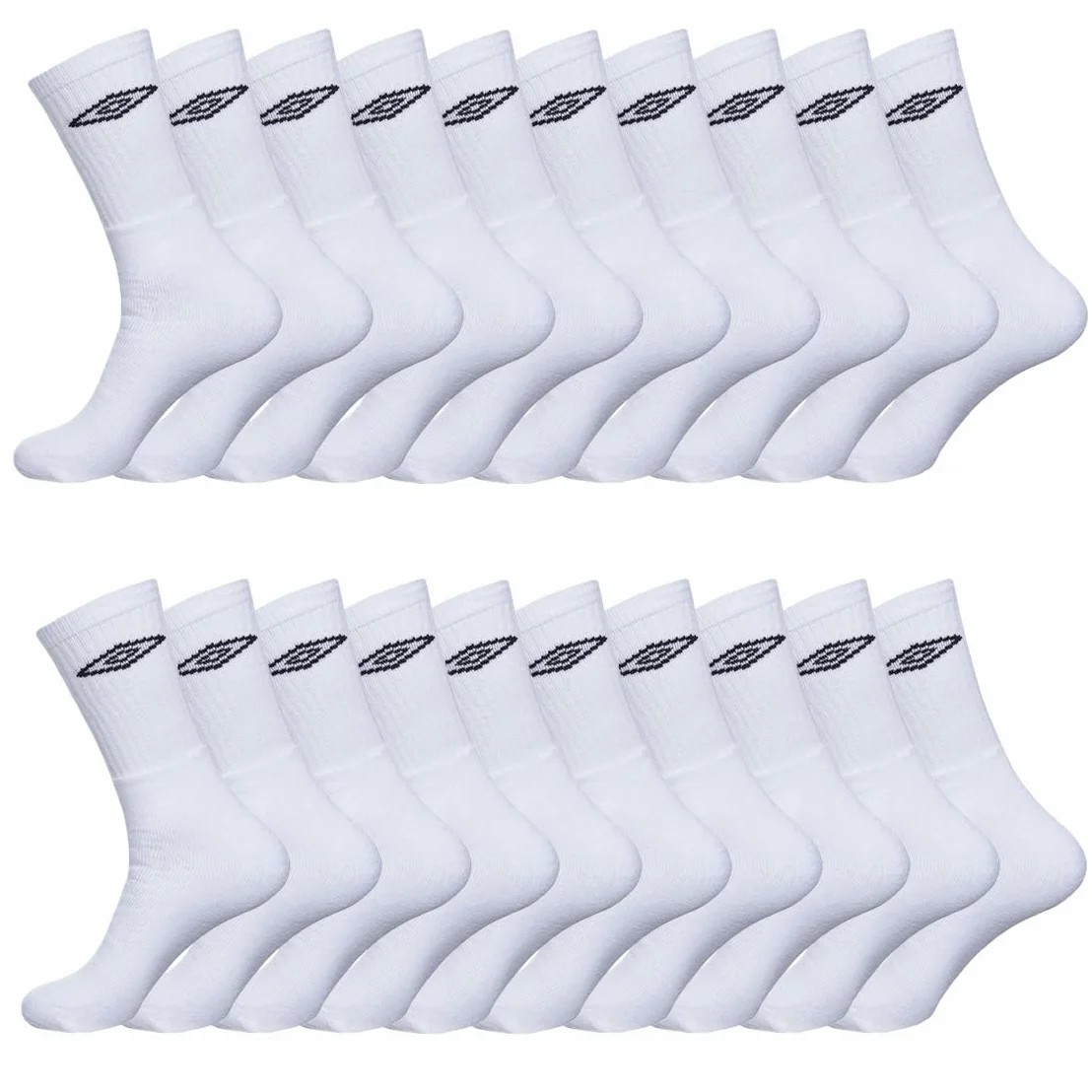 Umbro Calcetines Hombre Transpirable - Paquete de 20 - Calcetines Deporte Hombre, Durables & Cómodos