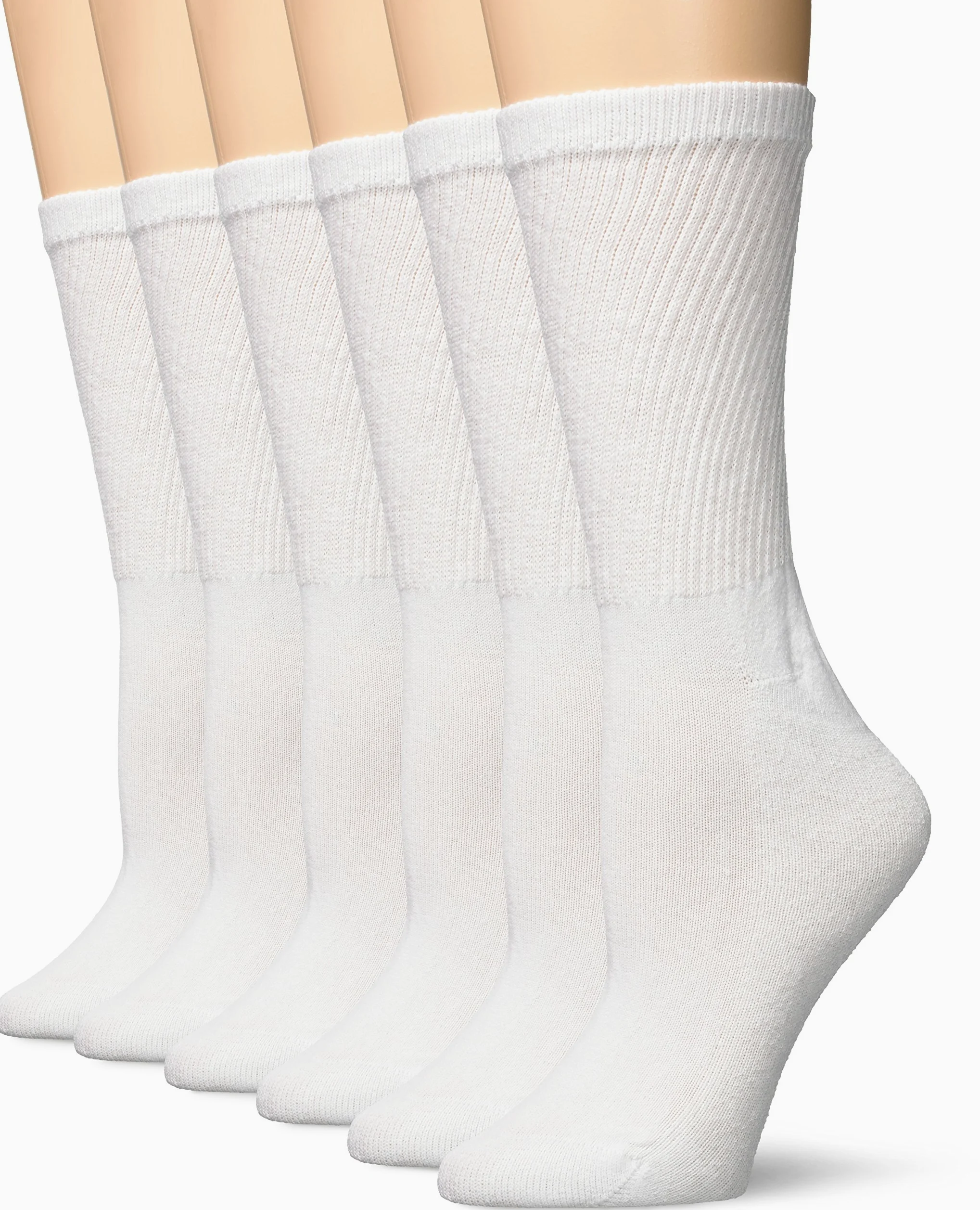 Hanes Paquete de 6 calcetines cómodos para mujer, Blanco, 8-12