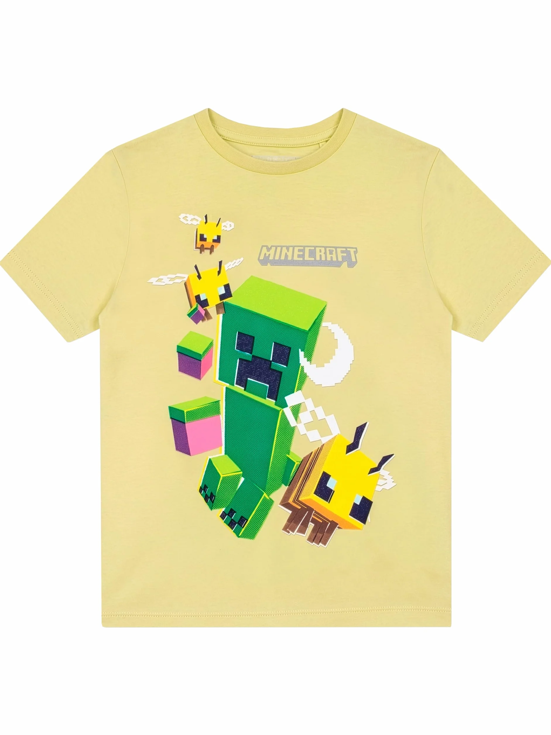 Minecraft Camiseta para Gamers, Camiseta para Niña con Abejas Y Creeper, Camisetas de Manga Corta Niña