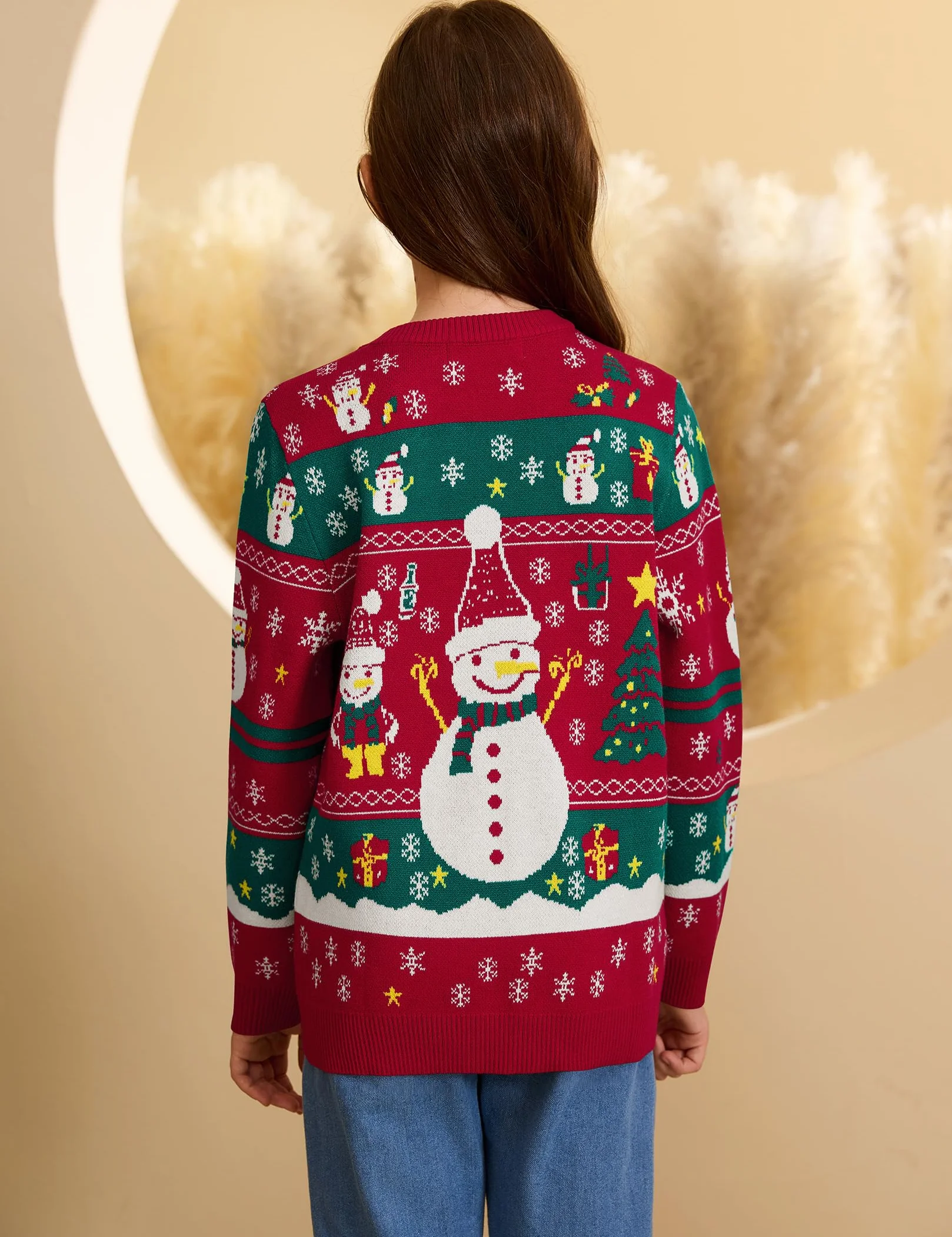 Jersey de Navidad para Mujer, Hombre, niños, Divertido, suéter navideño, Cuello Redondo, suéter de Punto, Unisex, Conjunto Familiar