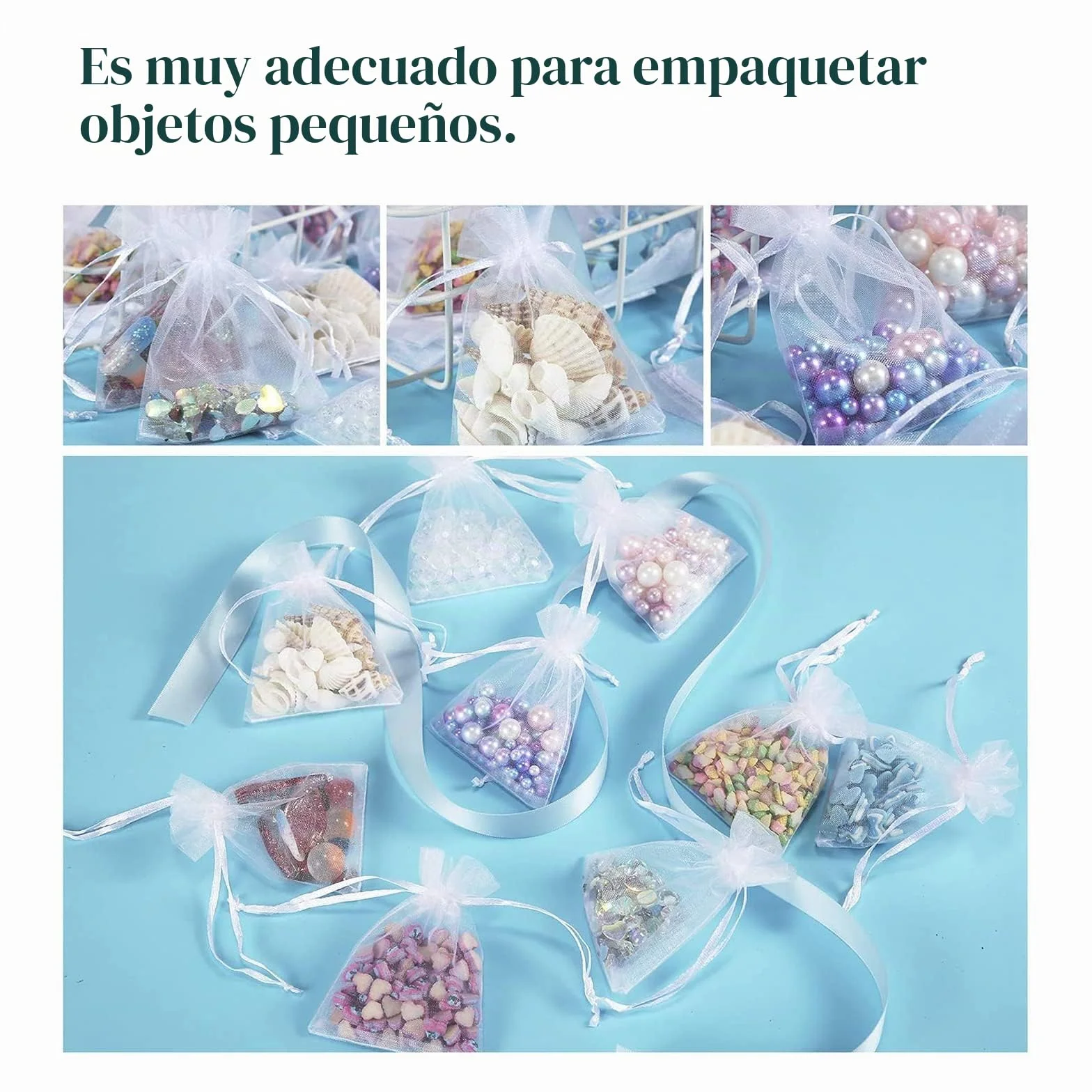 Carehabi 100 bolsas de regalo de organza color blanco 7 x 9 cm