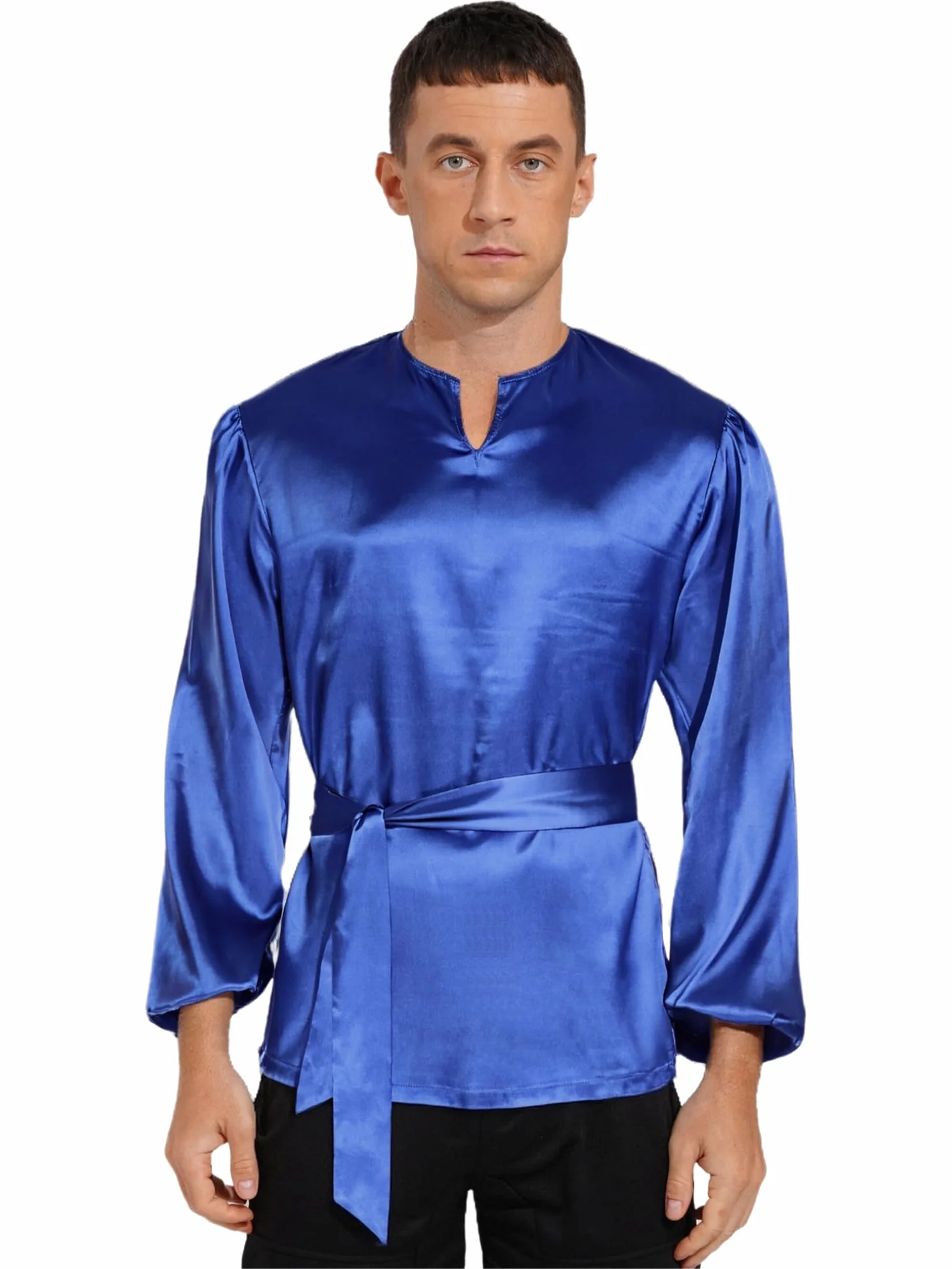 Freebily Camisa Cura Manga Larga Hombre Clero Litúrgica con Cinturón