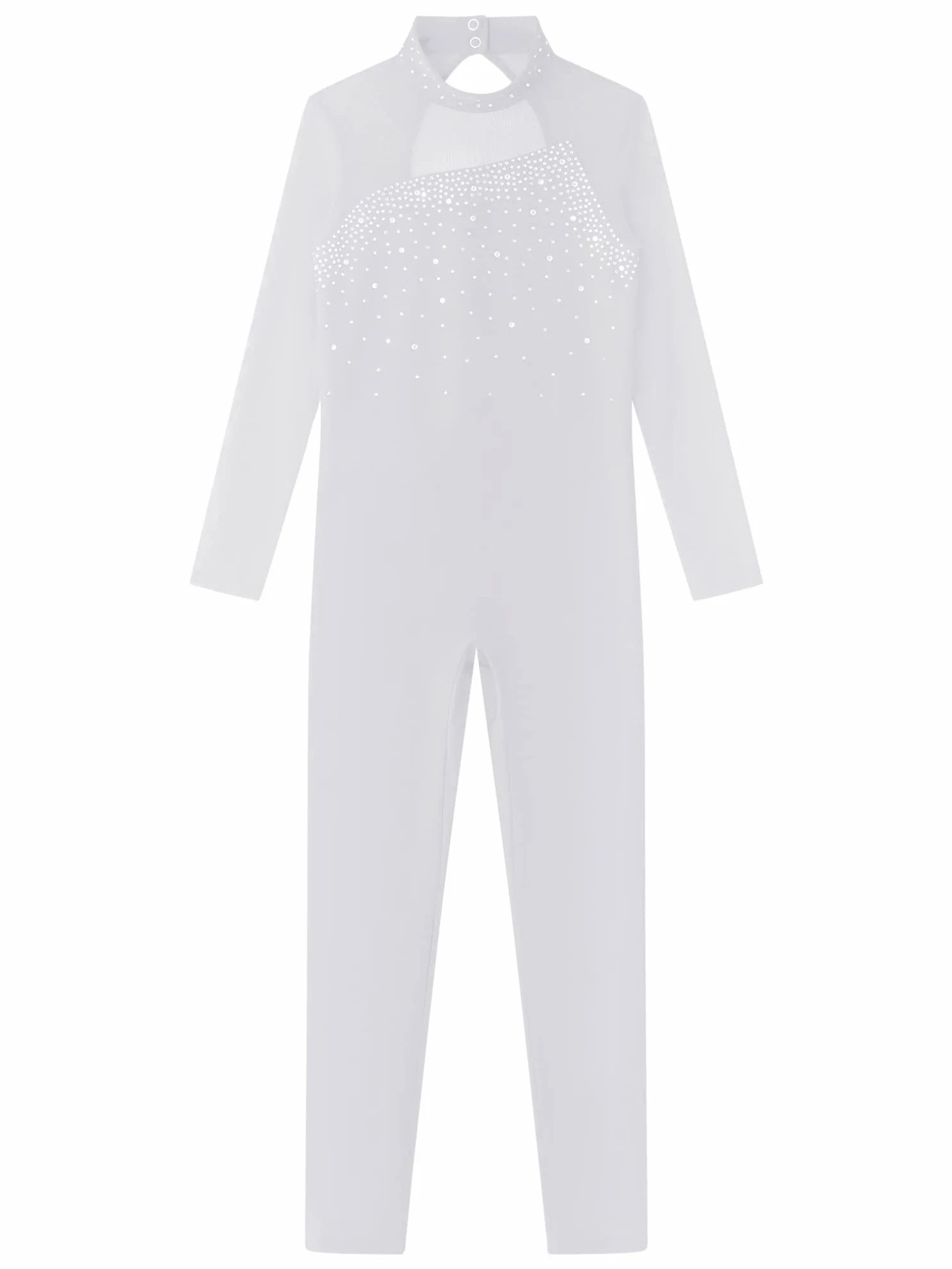 JEATHA Maillot de Danza Ballet para Niña Manga Larga con Pedrería Brillante Leotardo Gimnasia Rítmica Patinaje Elástico Mono de Deportivo Fitness Yoga