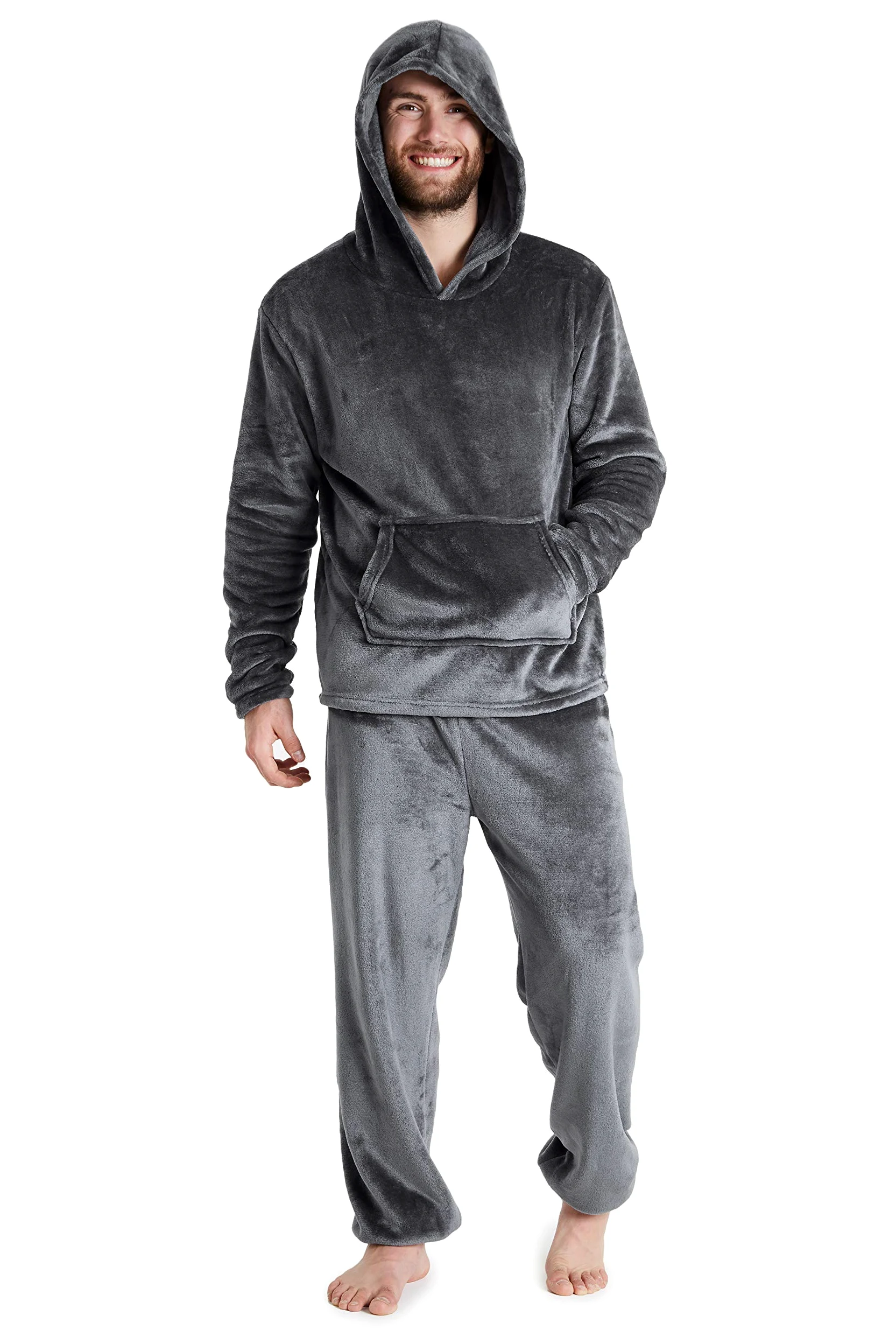 CityComfort Pijamas Hombre, Pijamas Hombre Invierno Suaves, Pijamas Hombre Forro Polar Sudadera con Capucha y Pantalon, Regalos para Hombres