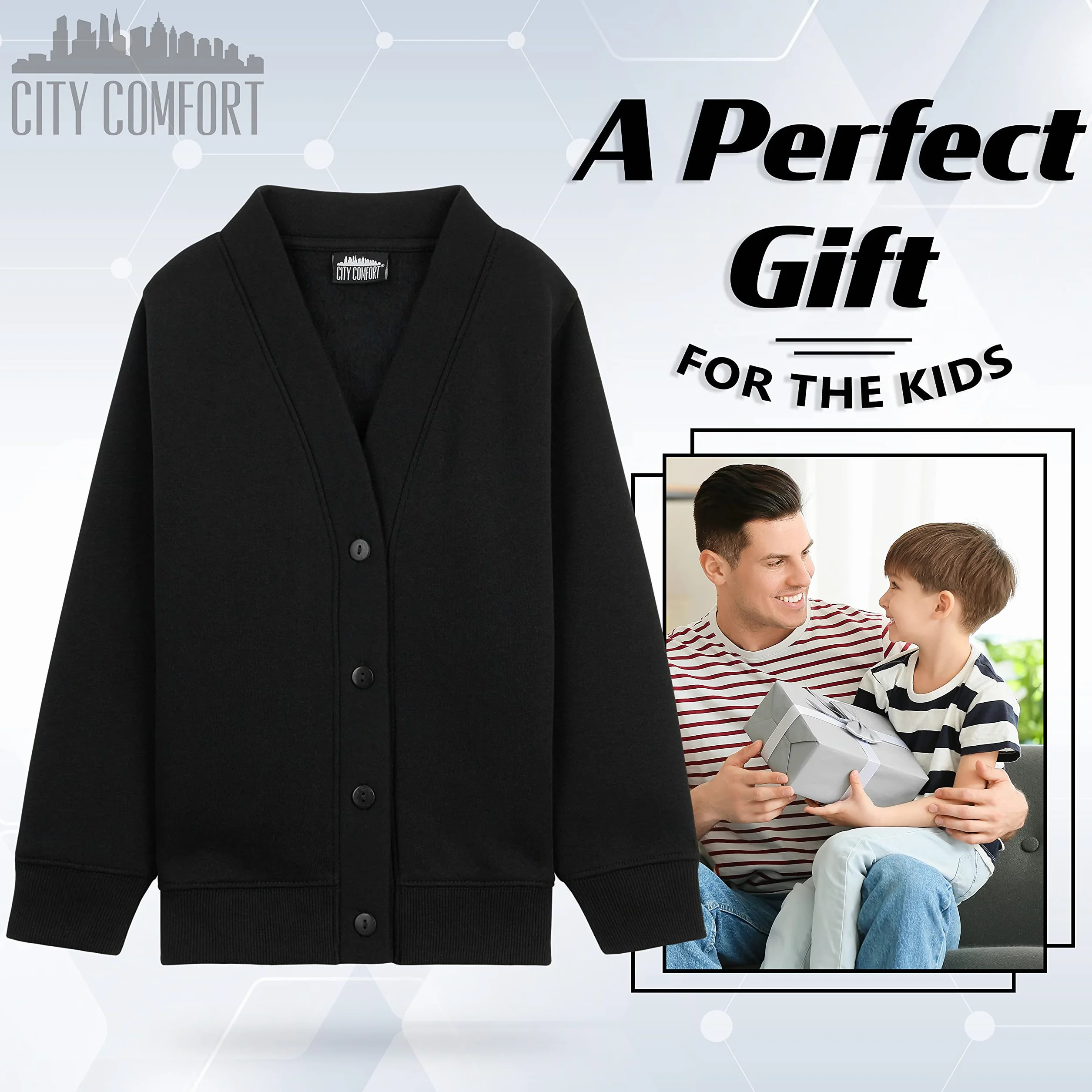 CityComfort Cardigan Niños, Chaleco de Punto, Jersey Negro Azul Marino, Ropa para Niños 3-14 Años Multipack