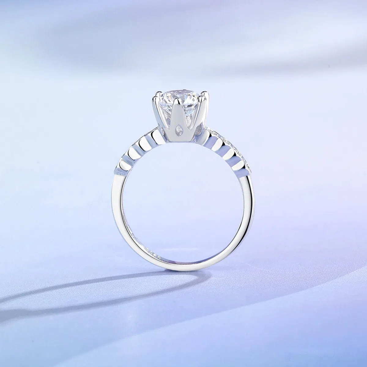 Anillo de compromiso para mujer, oro blanco, elegante, con moissanite de 1 ct, oro auténtico, solitario