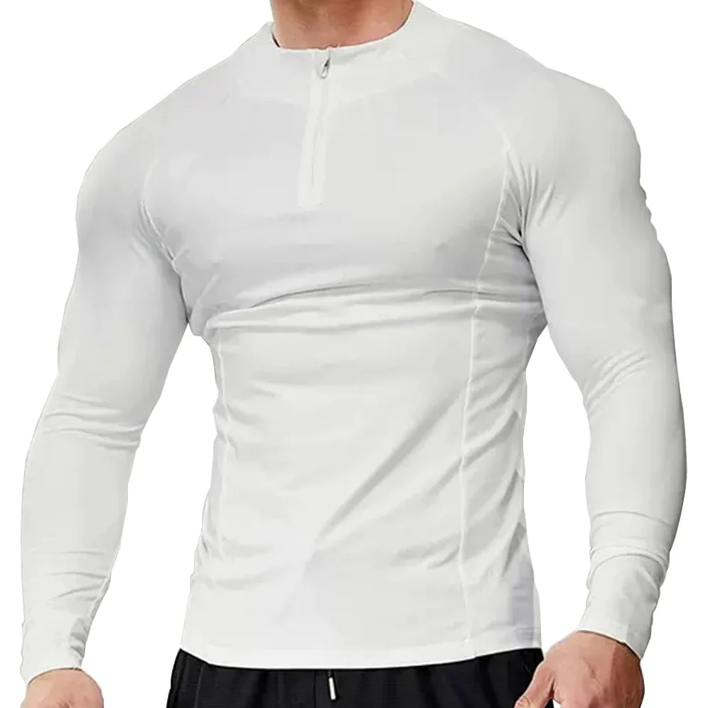 Camisa de compresión Camisa Ajustada Deportiva para Hombre, Top de Fitness con Parte Inferior para Correr de Entrenamiento de Manga Larga, Ropa Moldeadora(A1,XL)