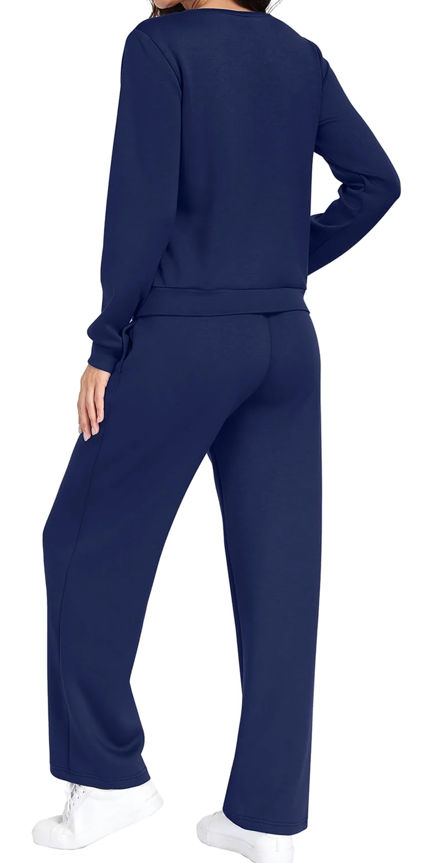 GRECERELLE Conjunto completo de chándal para mujer, de manga larga, para otoño, ropa de descanso, ropa deportiva, casual, cuello redondo, tops y pantalones de correr con bolsillos