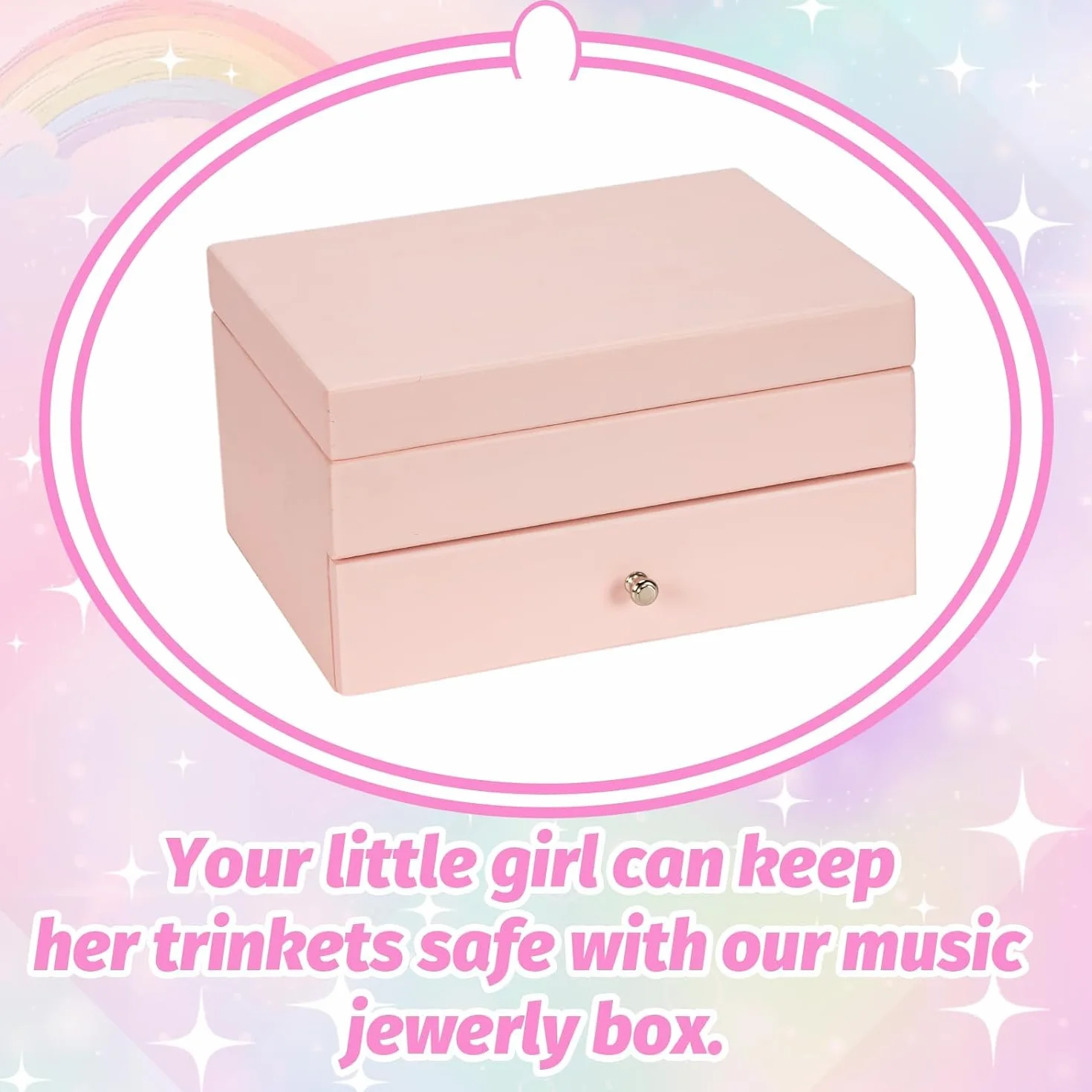 Joyero Musical Niña de Madera con Bailarina Giratoria, Regalo Navidad Cumpleaños (Rosa)