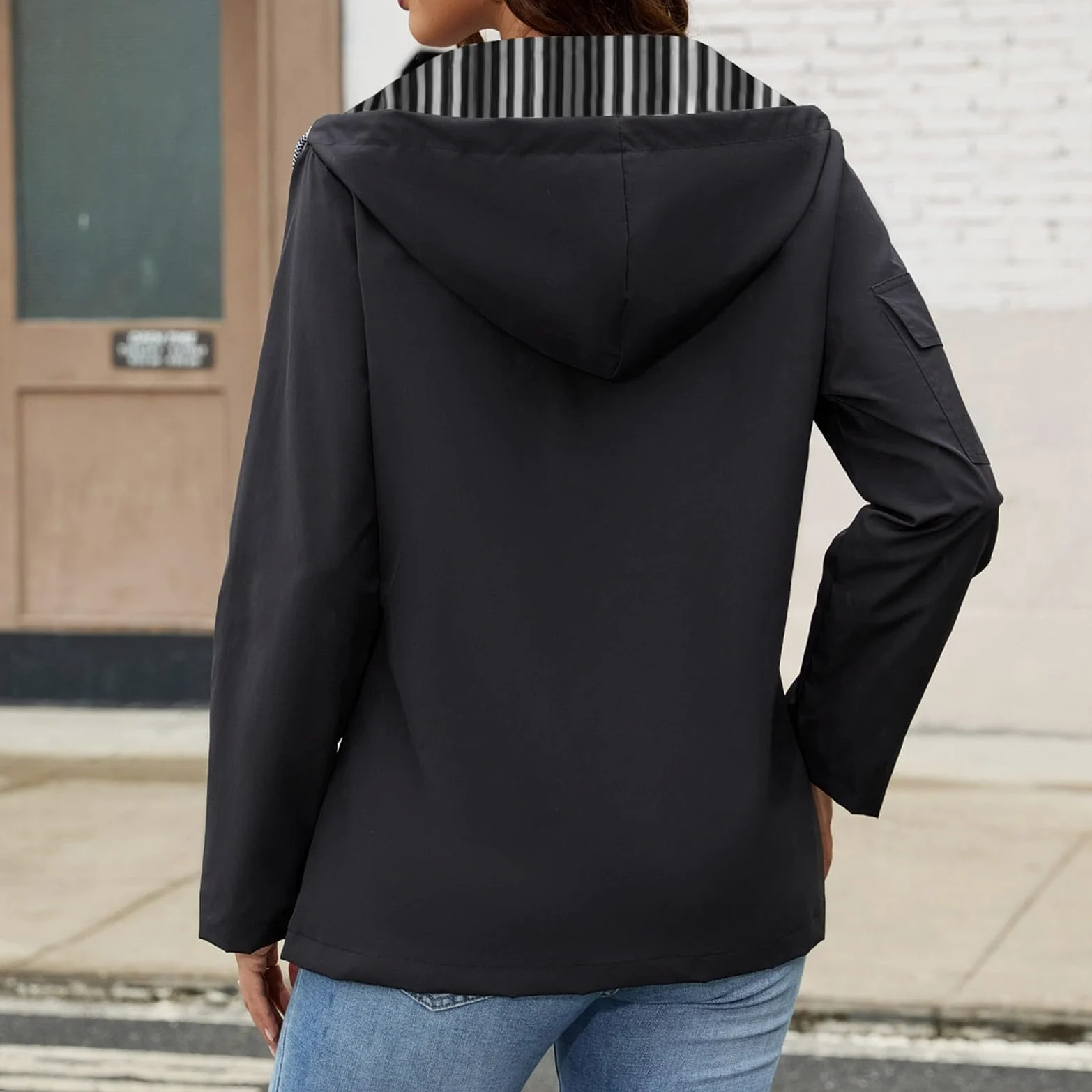 Genérico Chubasquero Mujer Impermeable-Anoraks Para Mujer Chaqueta Informal Con Capucha Y Bolsillo Cortavientos Para Uso Diario Prenda De Abrigo Ideal Para El Invierno Con Un Estilo VersáTil