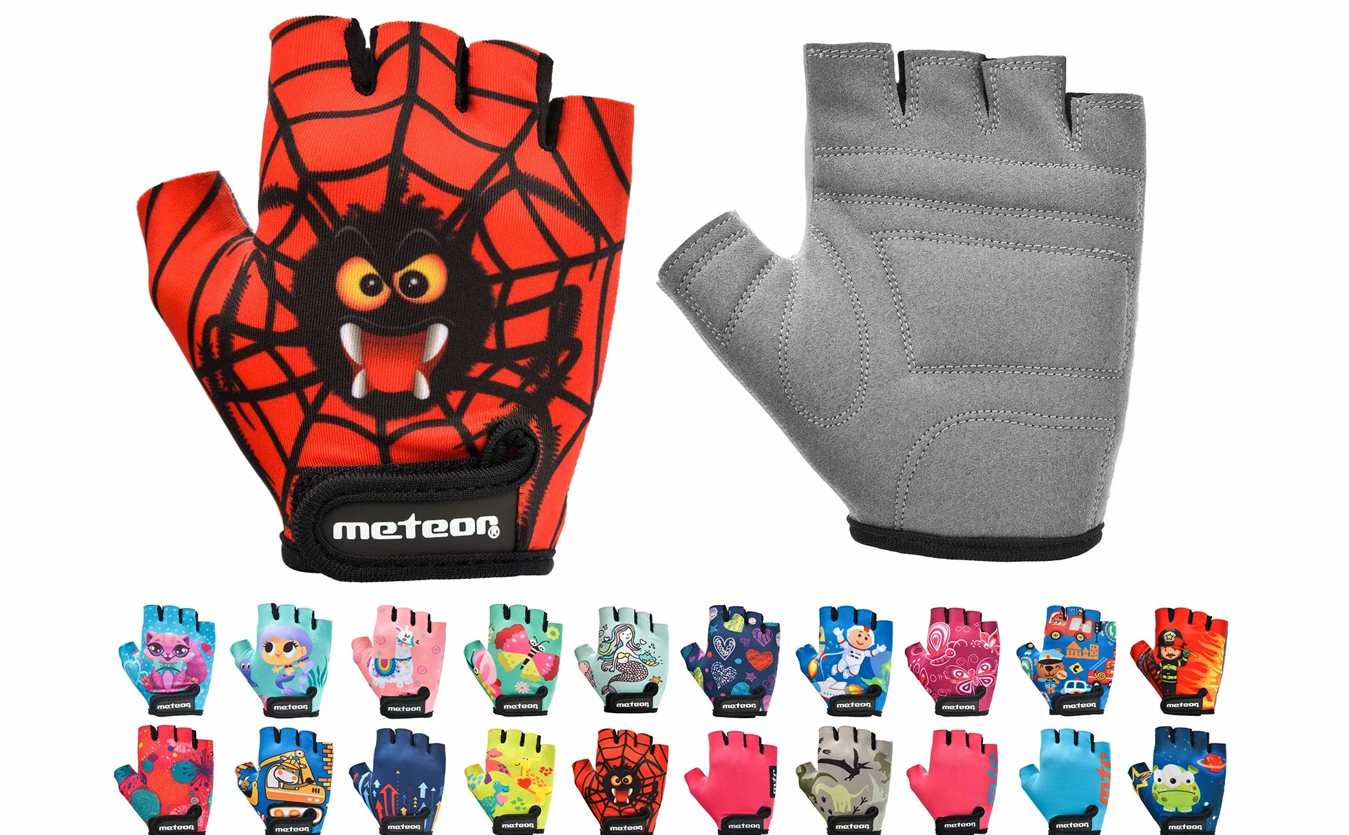 meteor Guantes de Ciclismo Niñas y Niños - Guantes Bicicleta para Infantil MTB BMX Carretera Montaña sin Dedos