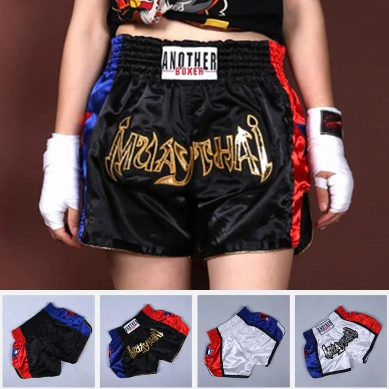 Pantalones Cortos de Muay Thai, Unisex, Artes Marciales, Kickboxing, Lucha, Para Entusiastas del MMA (3XL, Blanco)