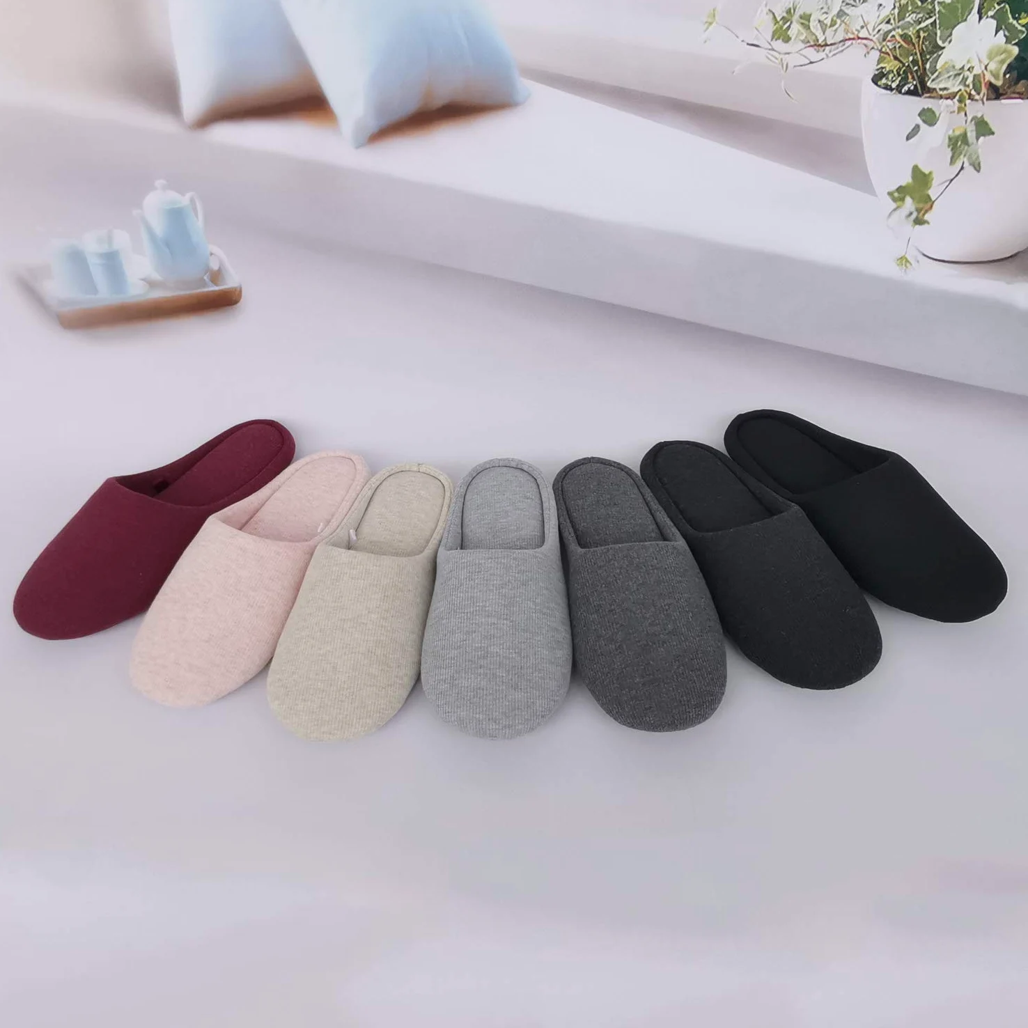 ofoot Zapatillas Mujer Casa Algodon Espuma Con Memoria, Pantuflas Estar Lavable Interior Antideslizante