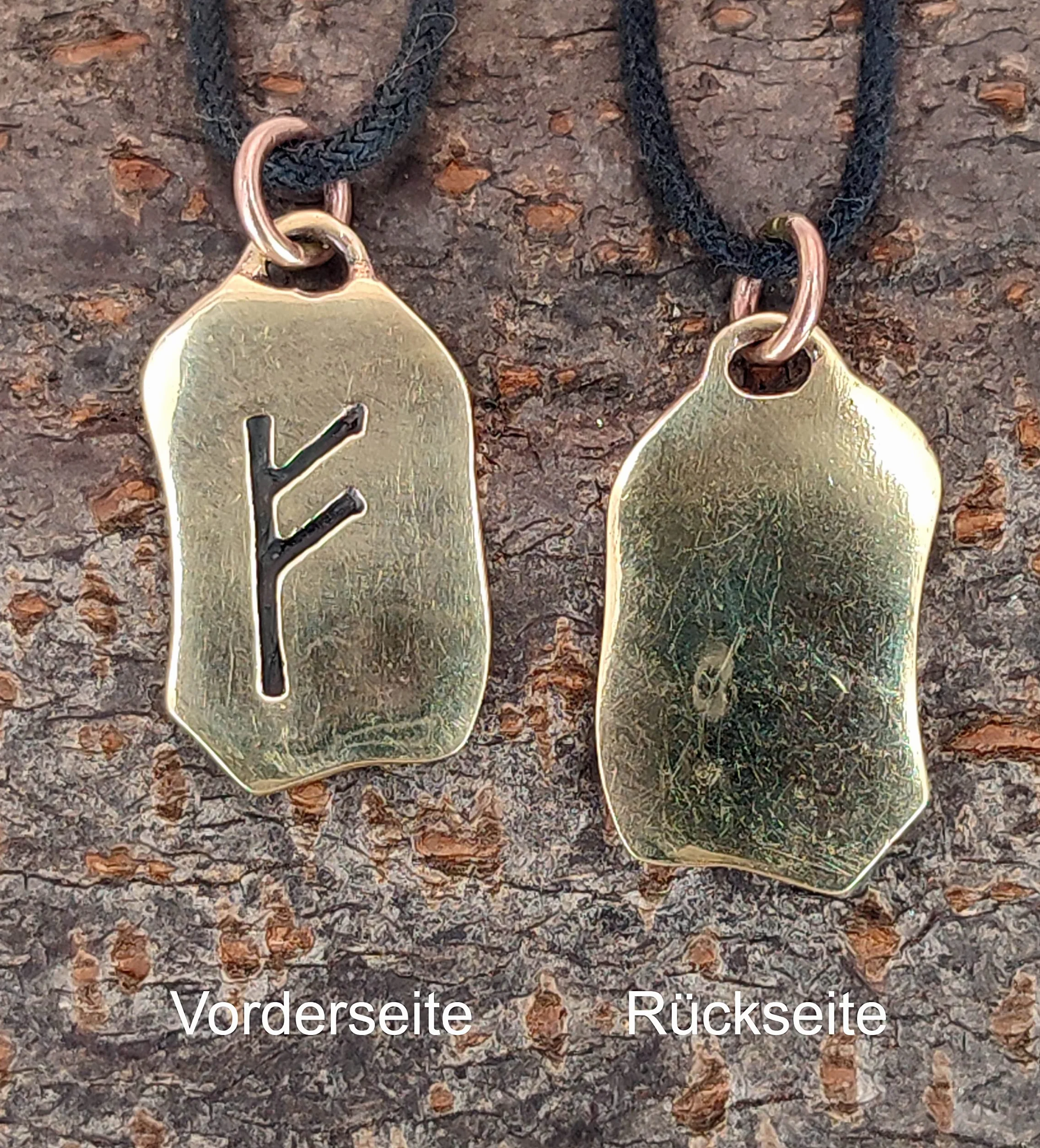 Kiss of Leather Colgante Fehu runas de bronce n° 87, Bronce