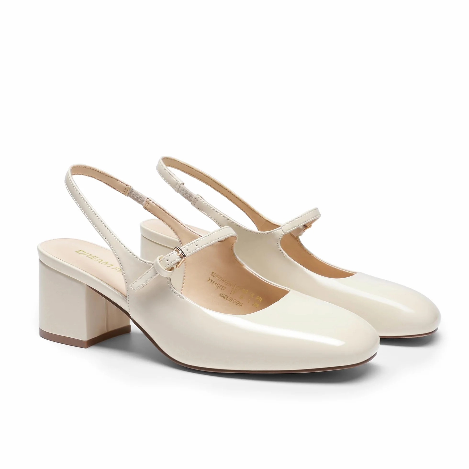 DREAM PAIRS Zapatos de Tacón Bajo Mary Jane para Mujer con Tira Trasera Punta Cuadrada
