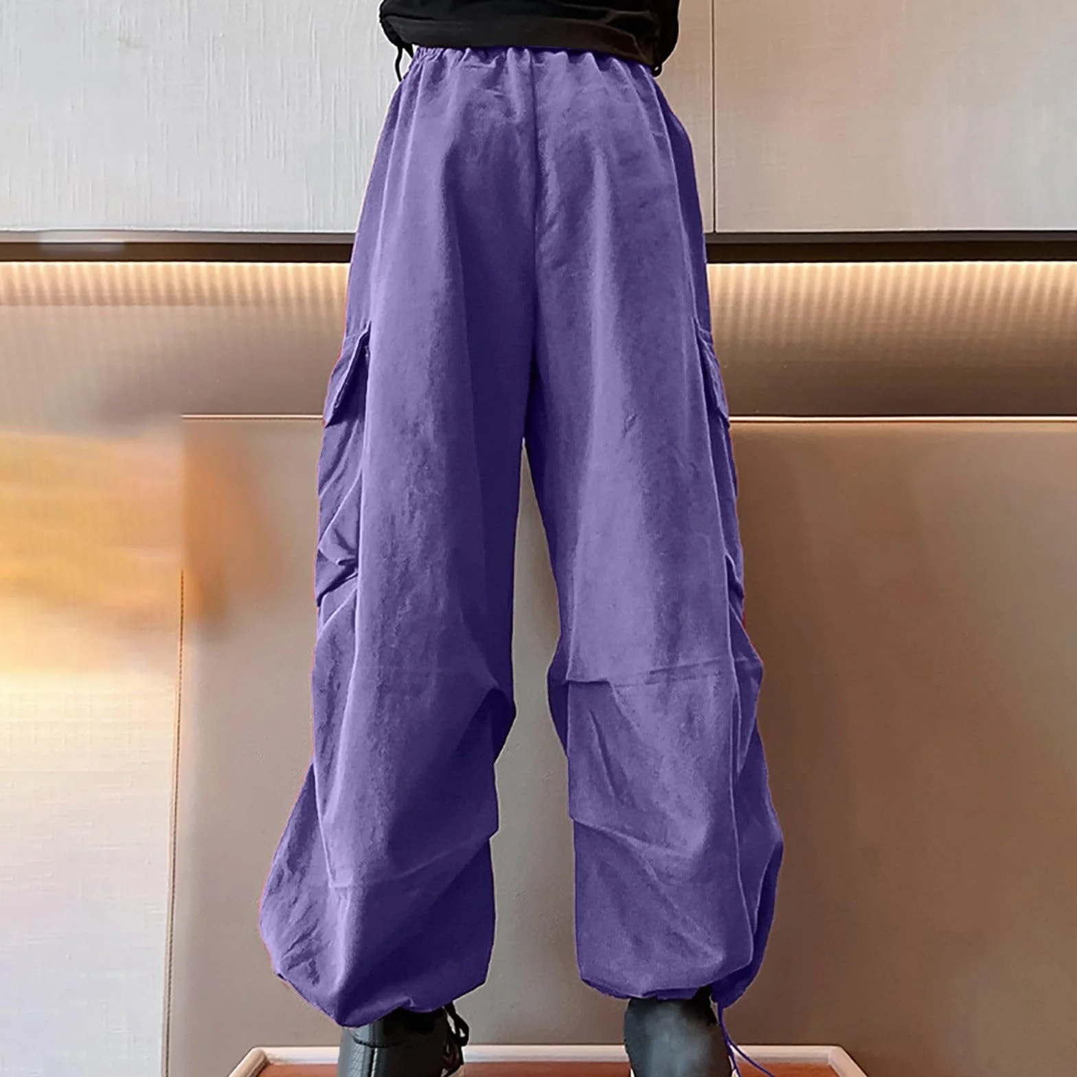 Pantalones cargo para niña, pantalones de ocio, hip hop, pantalones deportivos con elástico para correr, pantalones de entrenamiento, adolescentes, pantalones cargo