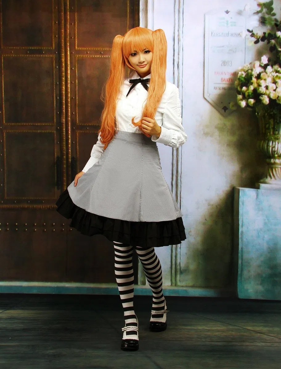 Antaina Gris Volantes Kawaii Vintage Victoriana Princesa Lolita Longitud de la Rodilla Midi Plisada Falda