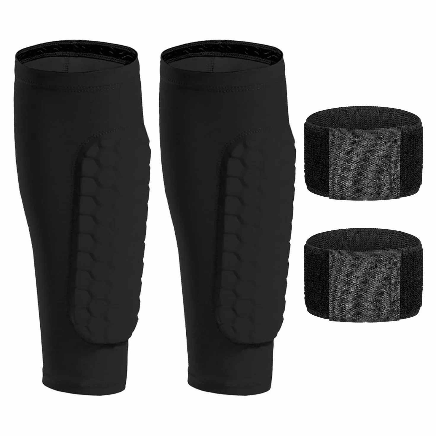 1 Par De Protectores para Piernas Y 2 Piezas De Correas para Piernas, Calentadores Anticolisión, Calentadores Elásticos para Piernas, Adecuados para Correr, Fútbol, ​​Montañismo Y Ciclismo