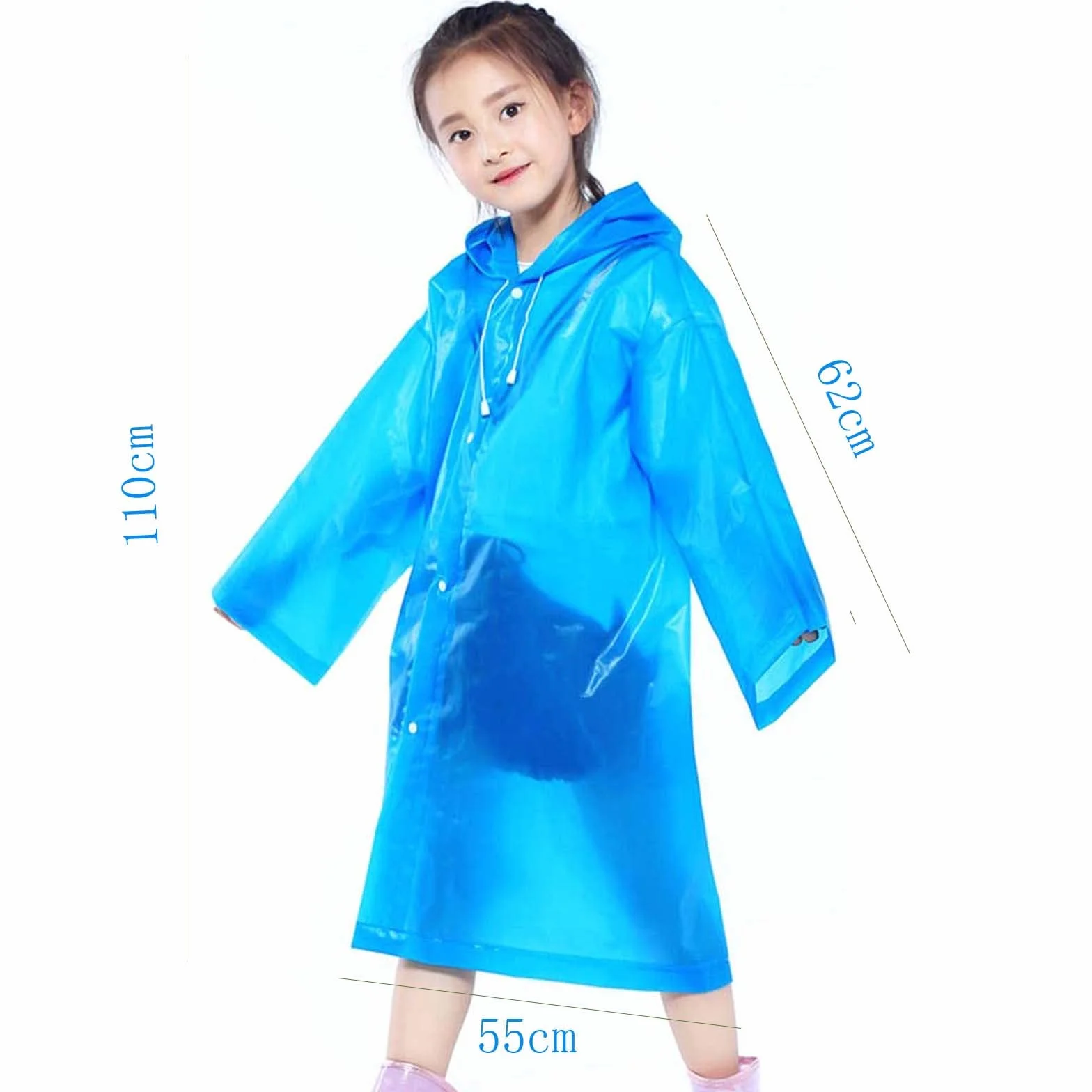 Chubasquero para niños, Poncho Impermeable Niña, Impermeable Transparente con Capucha y Botón, Reutilizable Chubasquero EVA,Chaquetas Traje de Lluvia Para Pequeños, Niños, Niñas, Senderismo