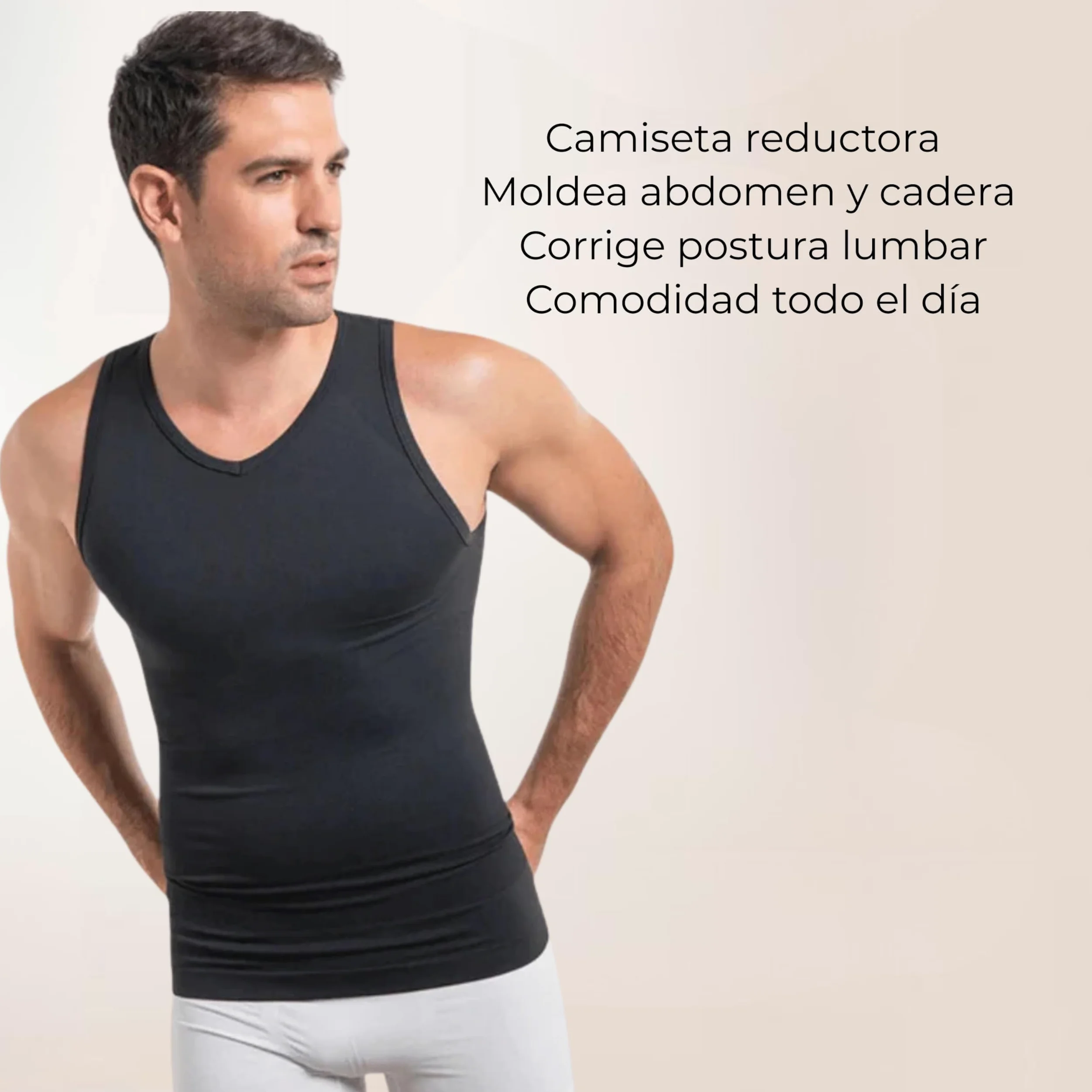 ANAISSA Camiseta Compresión Hombre con Fibra Emana Speed. Camiseta Reductora Hombre Moldea y Estiliza. Camiseta de Compresión Corrector Postural. Control Abdomen, Caderas y Espalda.