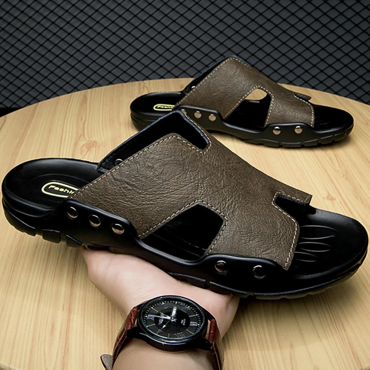 Pantuflas Sandalias De Verano Talla Grande para Hombre, Chanclas -negro-50