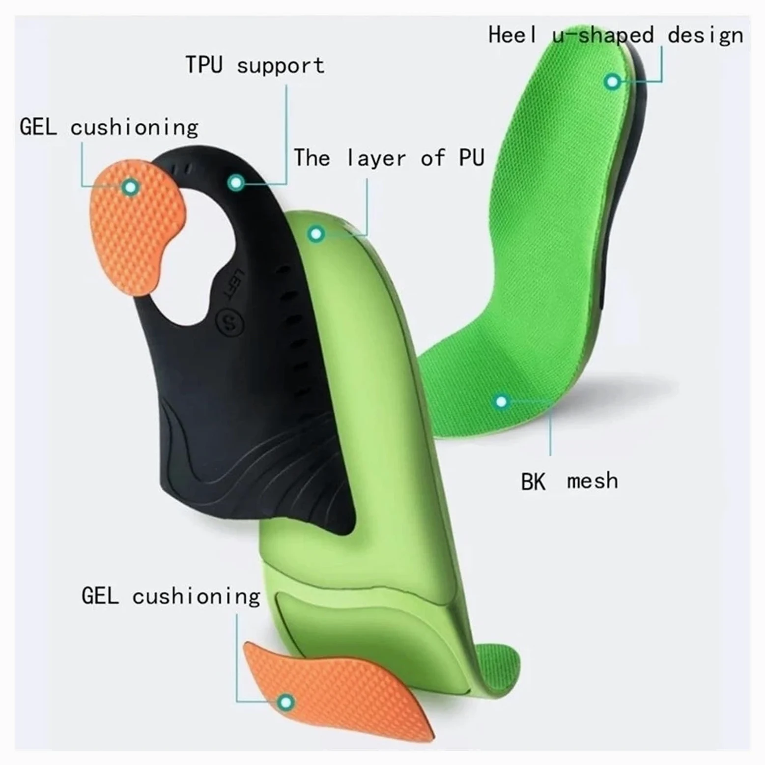 Plantillas de Soporte de Alto, Suela de Zapatos ortopédicos for pies, Almohadilla for, Alivia el Dolor de Fascitis Plantar, Calzado Deportivo(EU36-38)