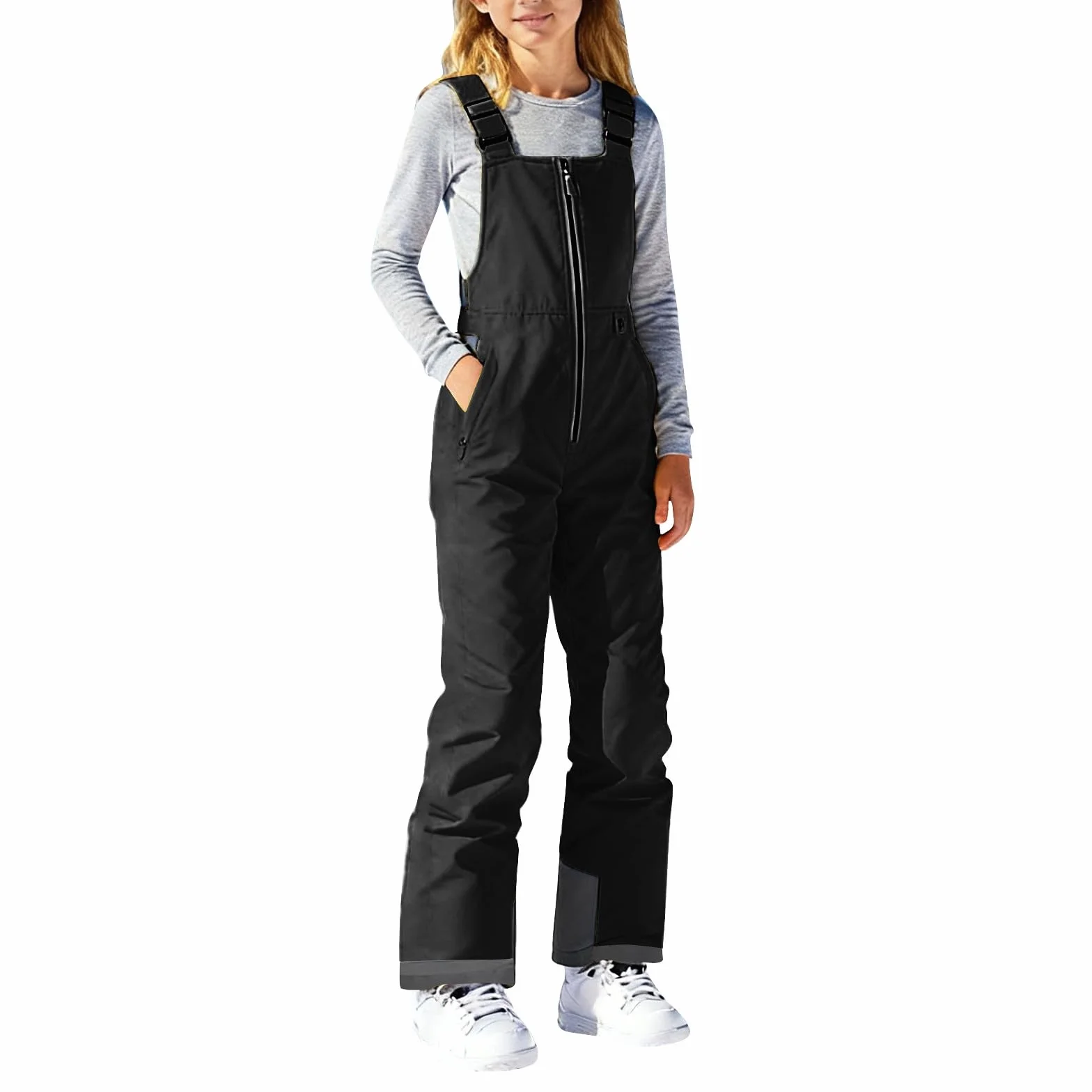 Pantalones de esquí impermeables y cálidos para niños con tirantes