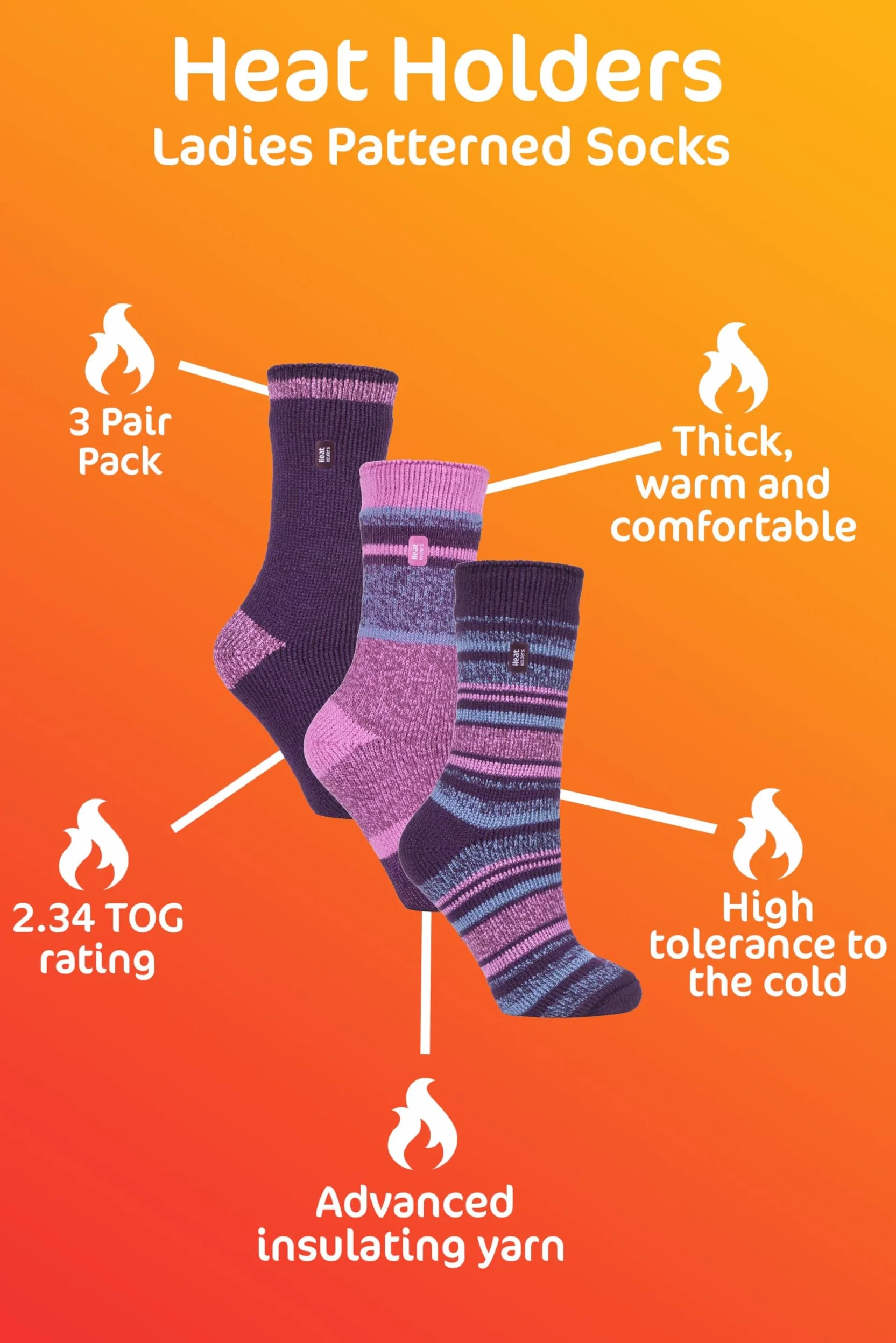 Heat Holders - 3 Pares Invierno Cálido Termicos Calcetines para Mujer | Forrado Polar