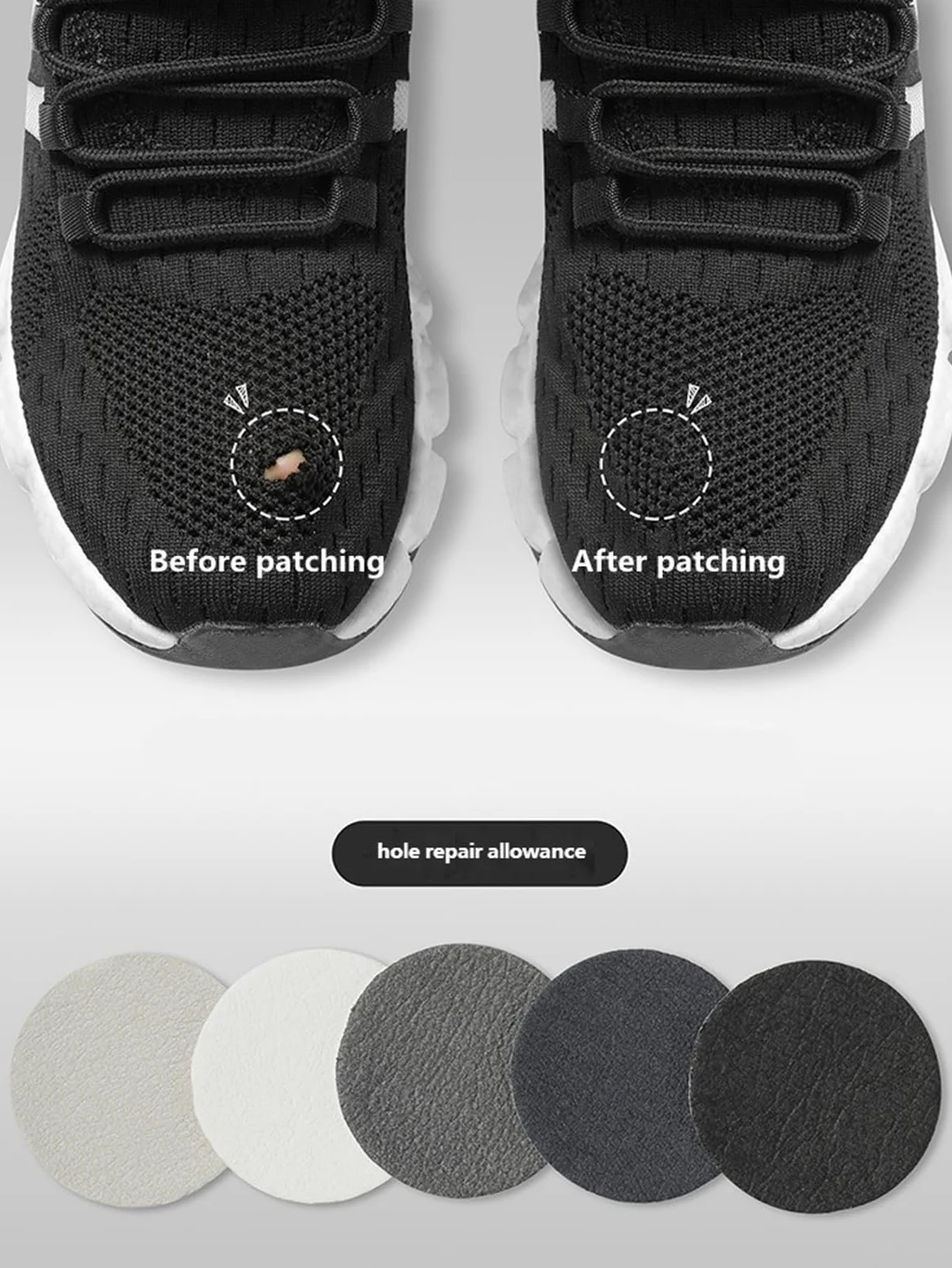 5 Juegos de parches for zapatos, pegatinas reparación Vamp, plantillas adhesivas subsidio, Protector talón, herramienta per punta e tallone di sneakers